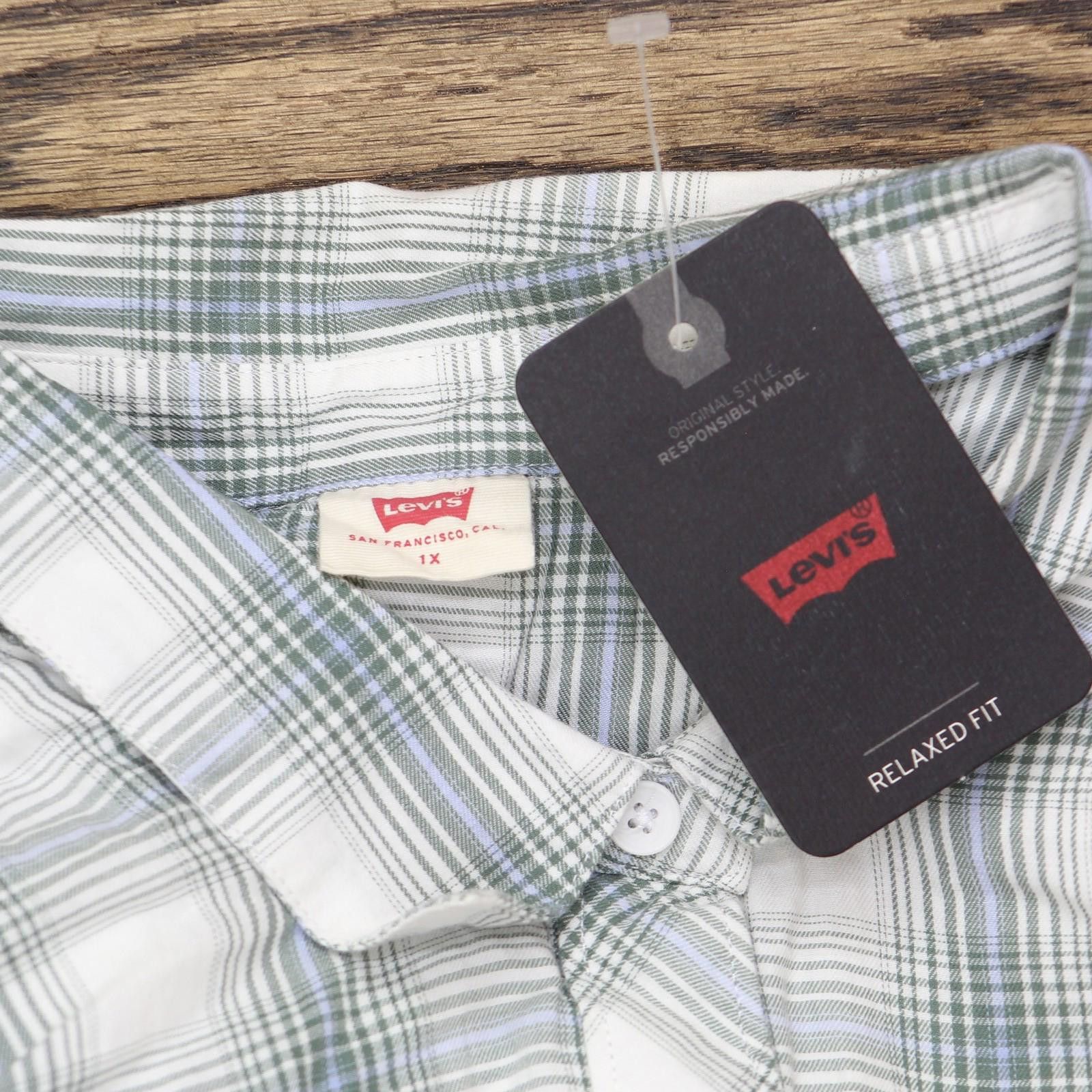Levi's Nwt Levis Bebe Plaid Button Up Shirt Dark Forest Green 1x Size XL / US 12-14 / IT 48-50 - 3 Thumbnail