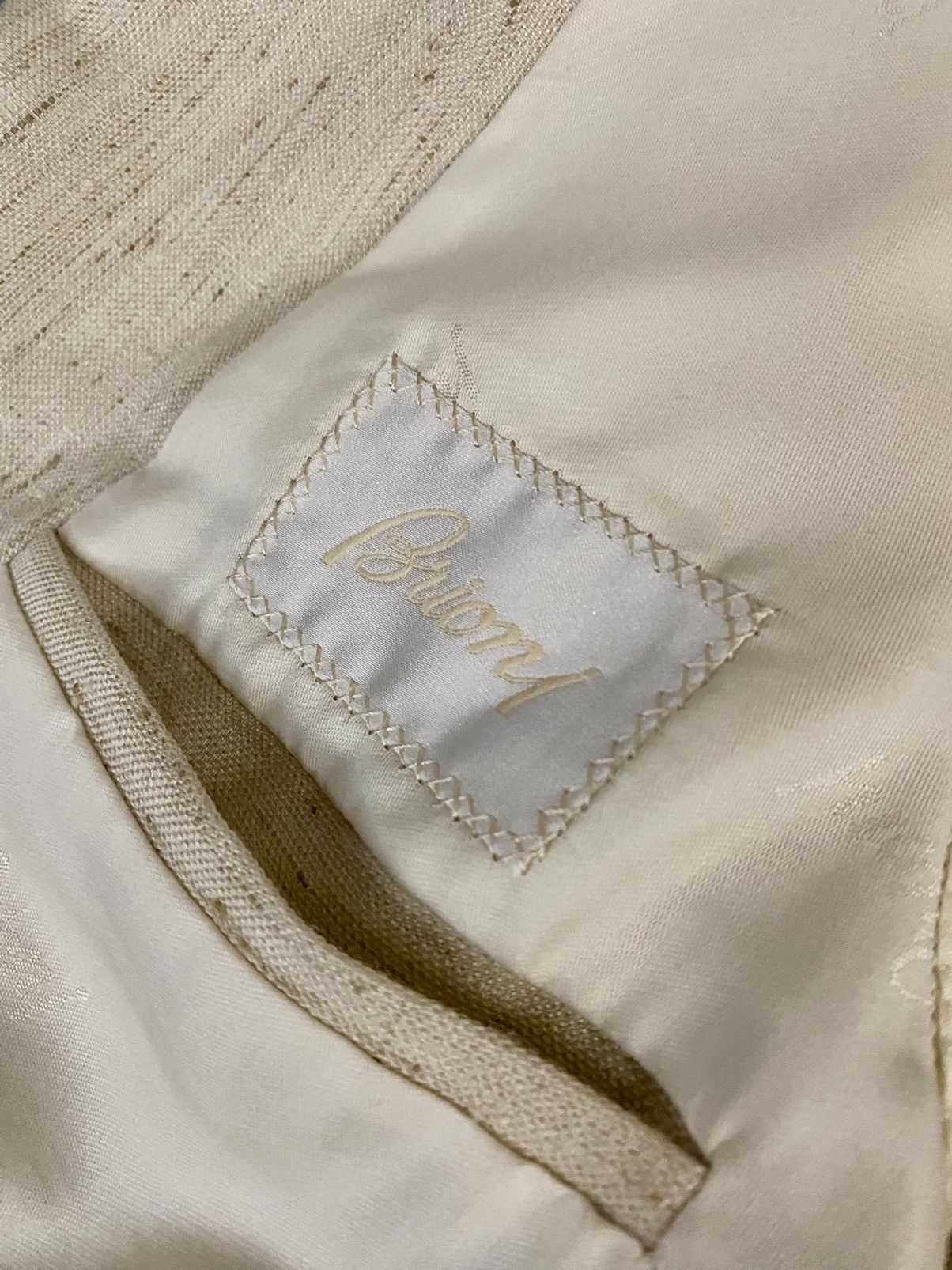 Brioni Brioni 🇮🇹 stone silk-linen 2 Btn 007 safari leisure jkt NWT Size 40R - 2 Thumbnail