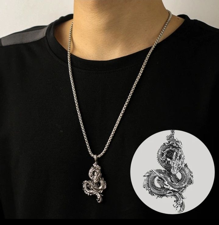 Vintage Domineering Chinese Dragon Pendant Chain Size ONE SIZE - 1 Thumbnail