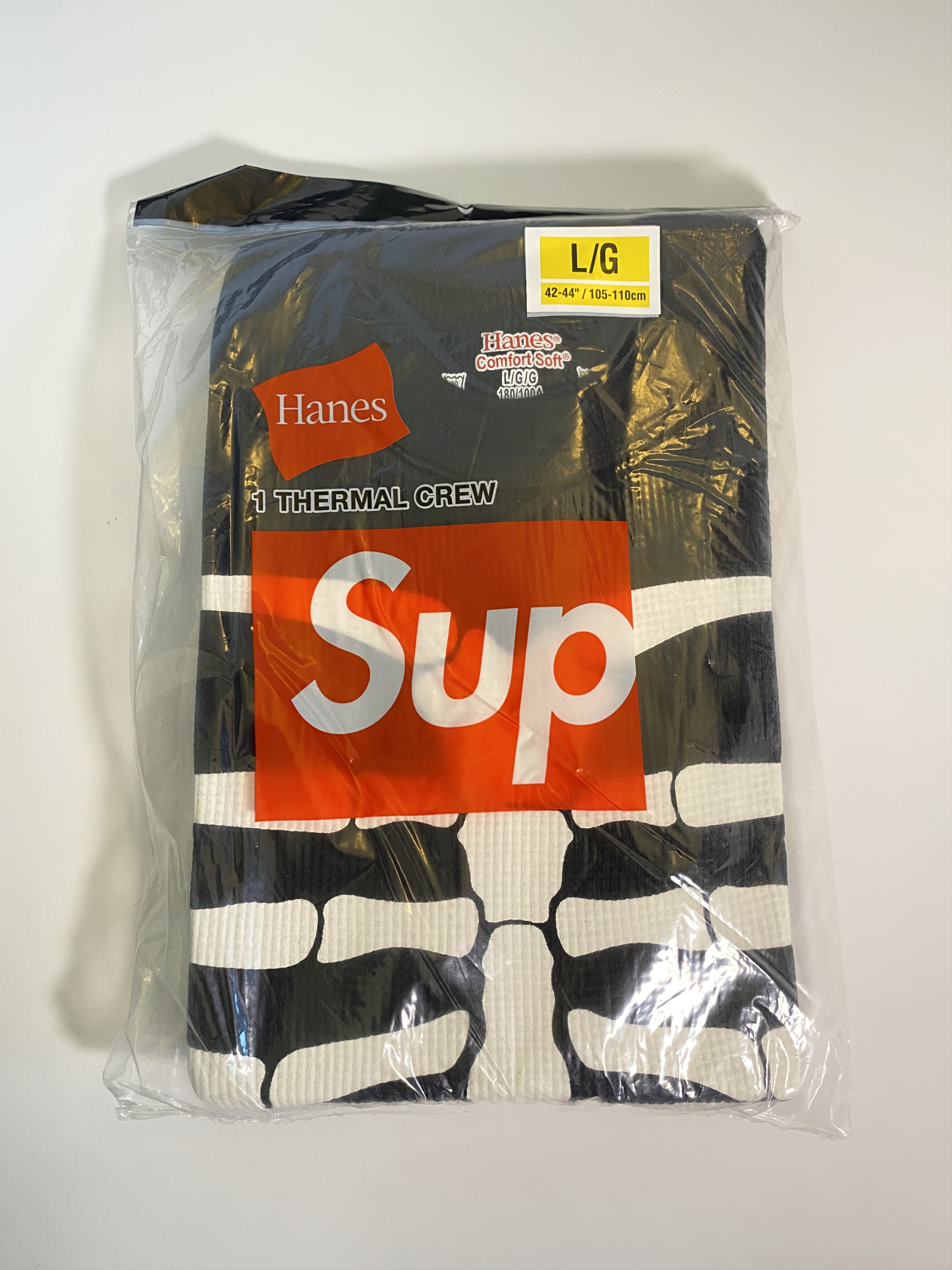 Hanes × Supreme Hanes Bones Thermal Crew L/S (Black) Size US L / EU 52-54 / 3 - 1 Thumbnail