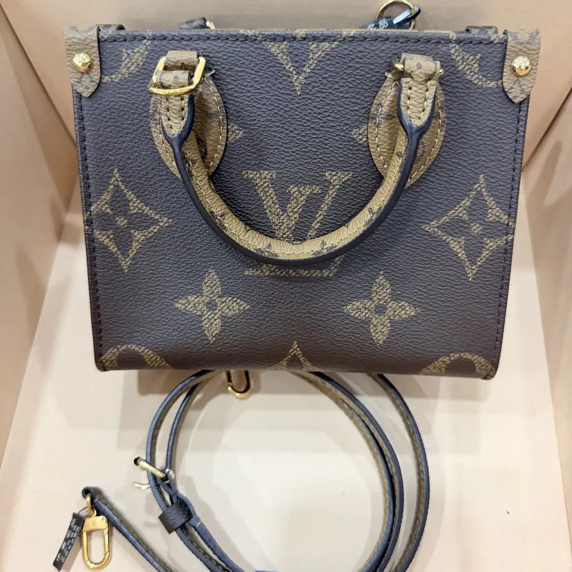 Louis Vuitton Onthego Bb Brown Coated Canvas Monogram Jungle Bag Handbag Gold Ha, Women's