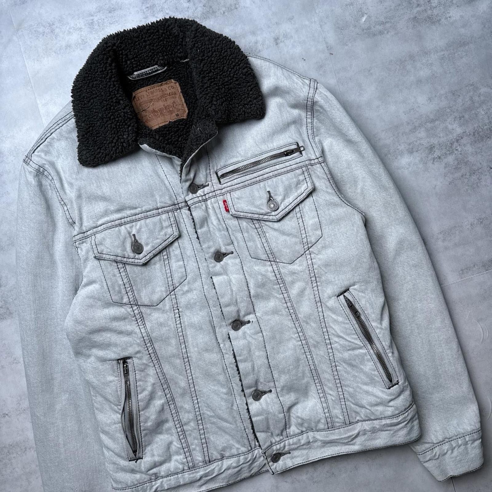 Levi's Y2K Levi’s Denim 00s Gray Zipper Jacket Size US M / EU 48-50 / 2 - 3 Thumbnail