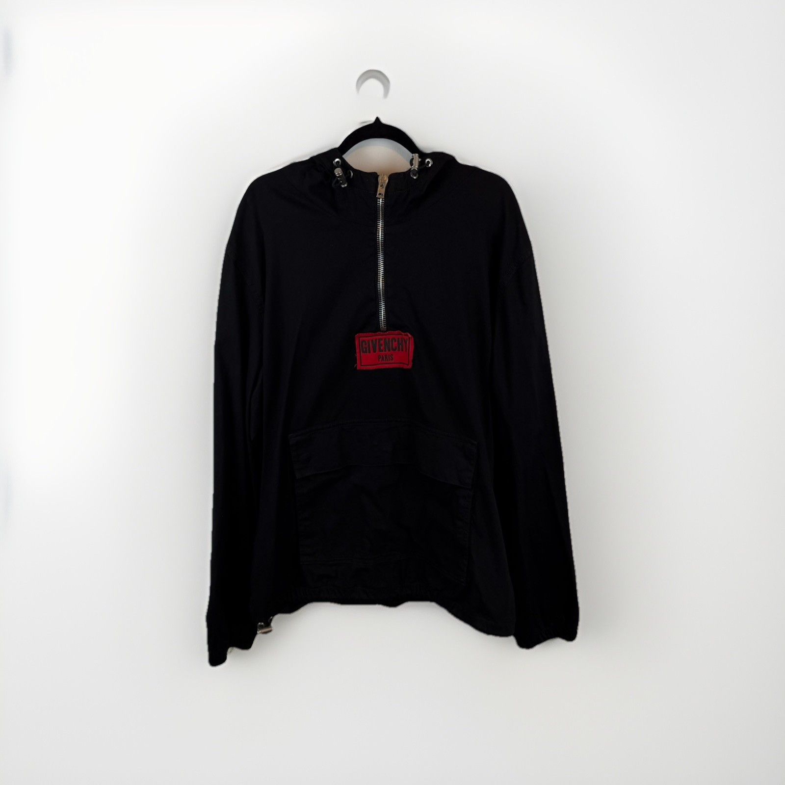 Givenchy Givenchy Paris Half-Zip Hoodie – Black with Red Logo Patch A Size US L / EU 52-54 / 3 - 1 Thumbnail