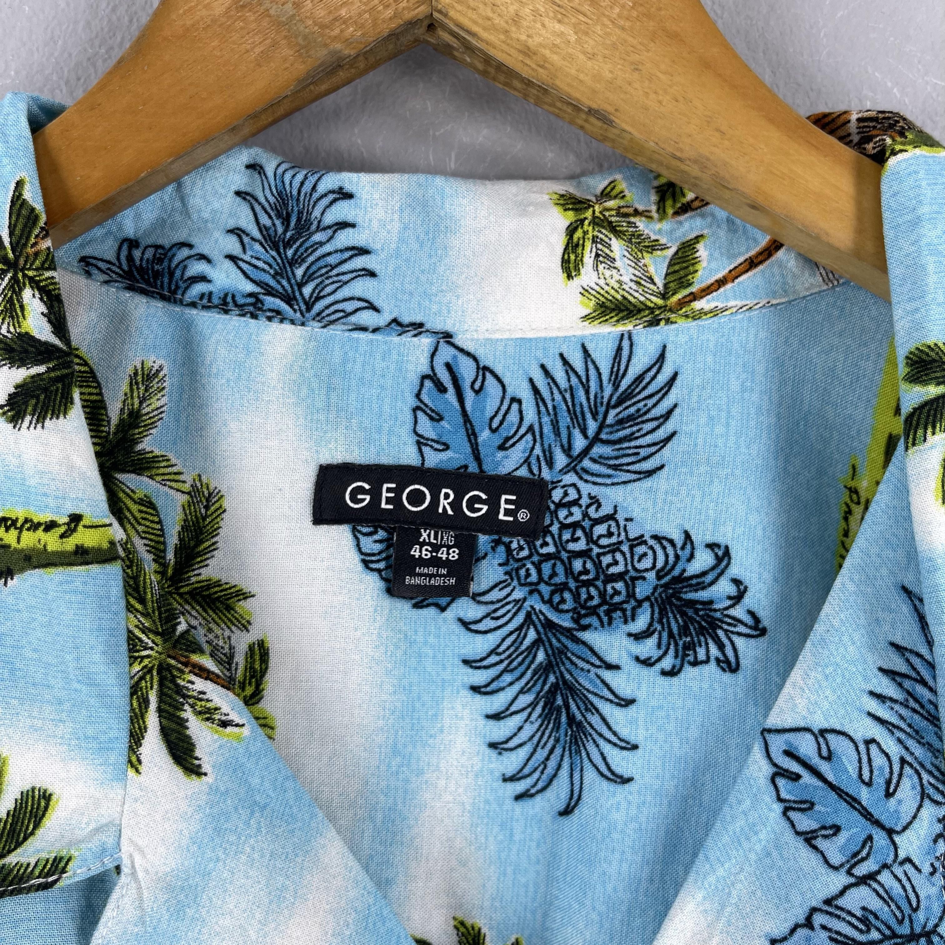 Vintage GEORGE Hawaiian Aloha Beach Tropical Motive Rayon Shirt Size US XL / EU 56 / 4 - 6 Thumbnail