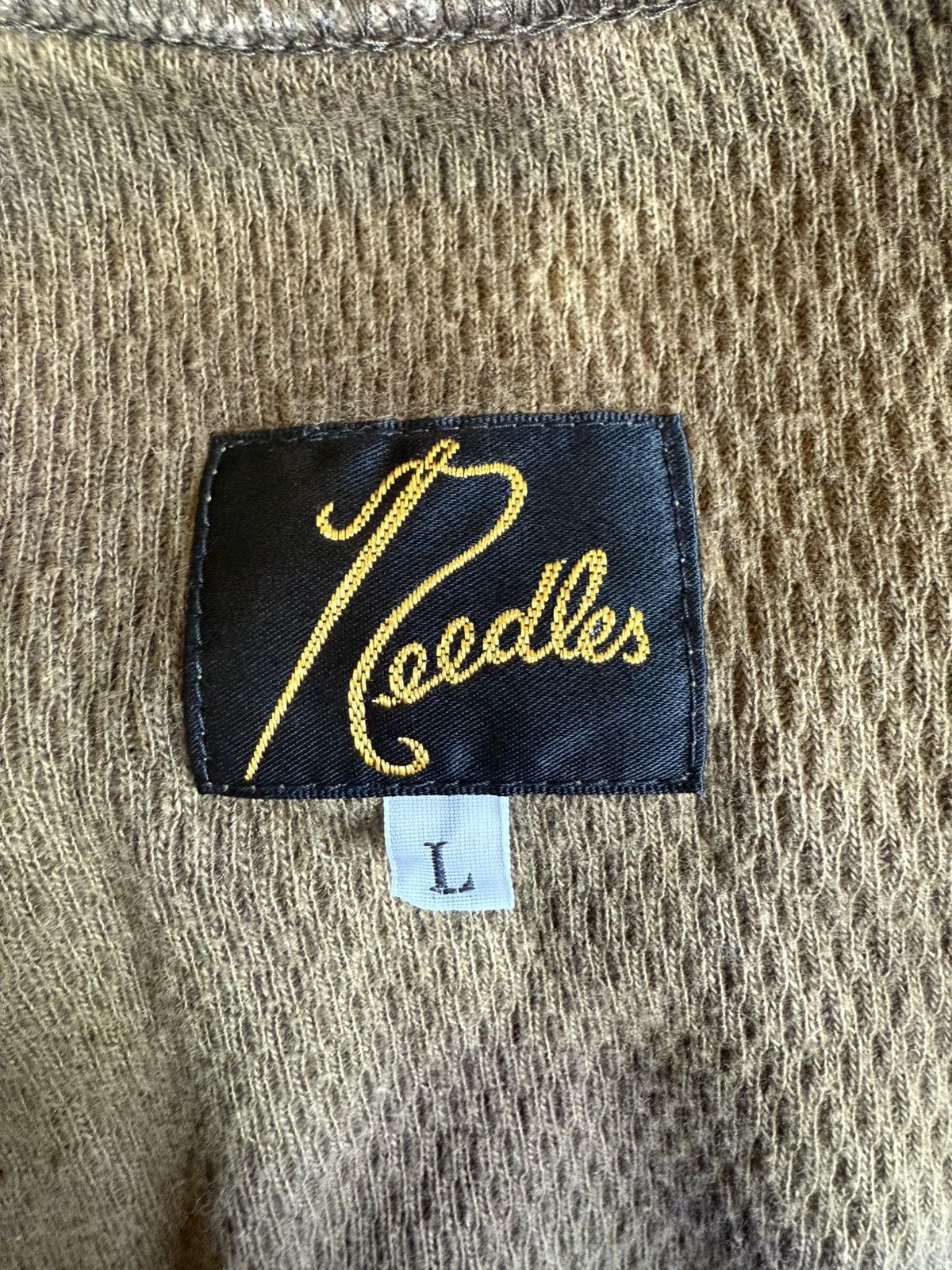 Needles Needles L/S TURTLE NECK TEE - THERMAL / UNEVEN DYE "Olive" Size US L / EU 52-54 / 3 - 2 Thumbnail