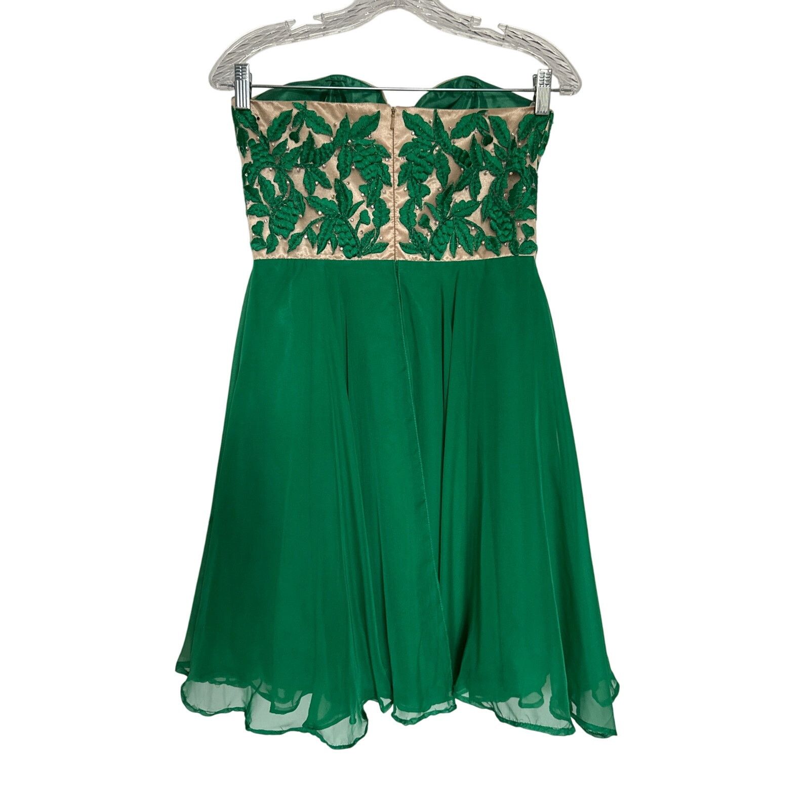 Other Sherri Hill Emerald green beaded flower sweetheart mini Size M / US 6-8 / IT 42-44 - 2 Thumbnail