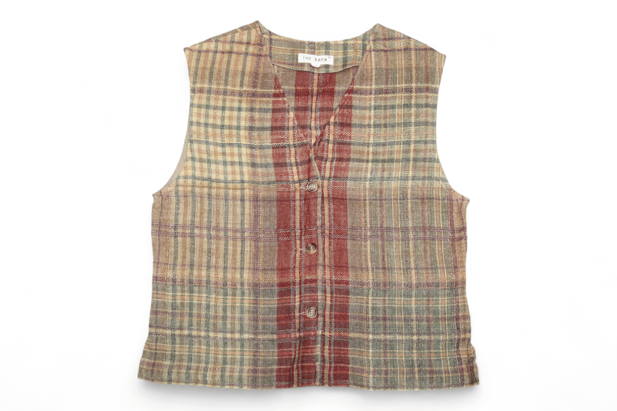 Vintage The Barn clothing and accessories Checkered Linen Waistcoat Size US M / EU 48-50 / 2 - 11 Thumbnail
