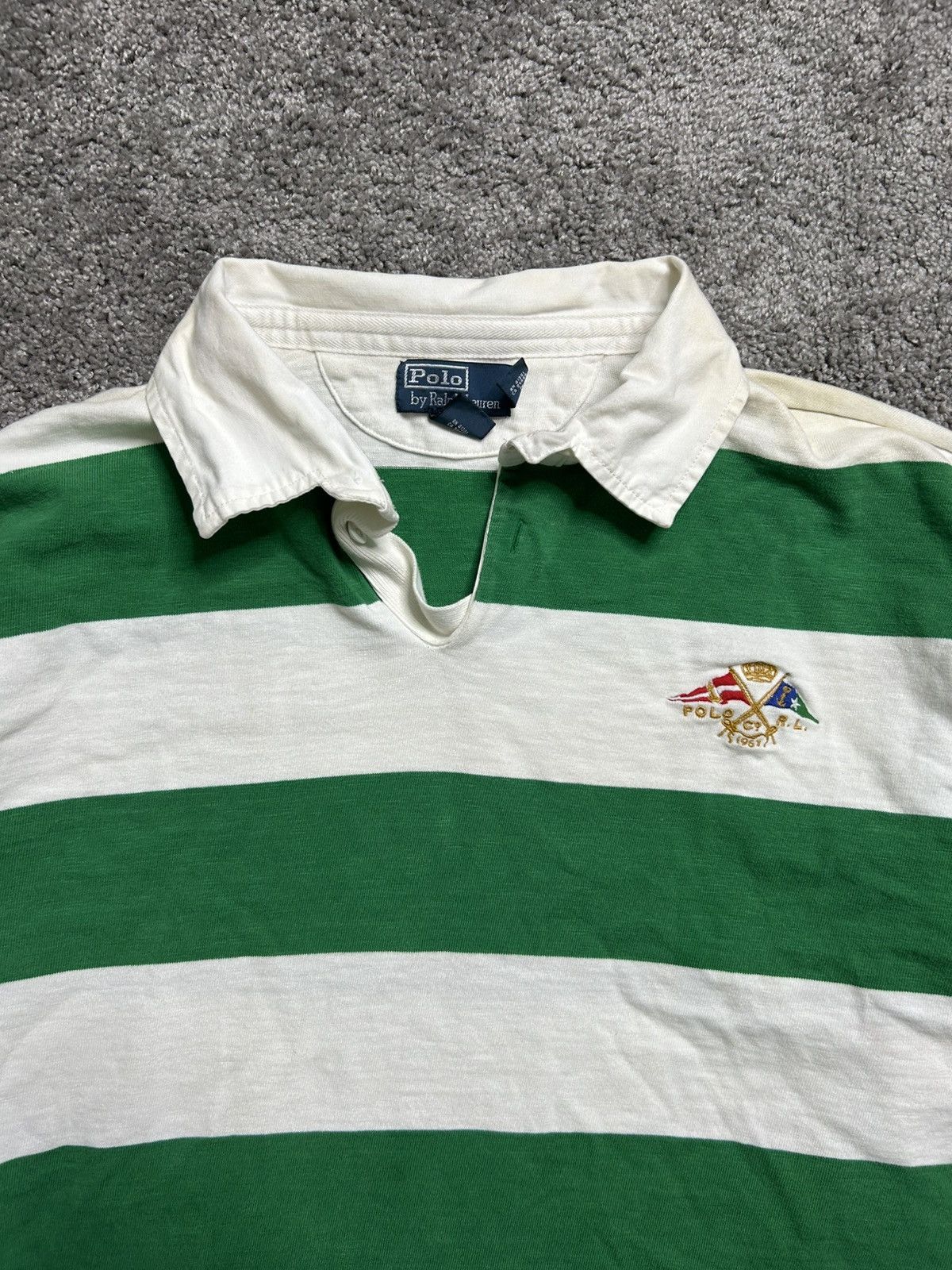 Polo Ralph Lauren Vintage 80s Polo Ralph Lauren Rugby Long Sleeve Striped Size US XXL / EU 58 / 5 - 2 Thumbnail
