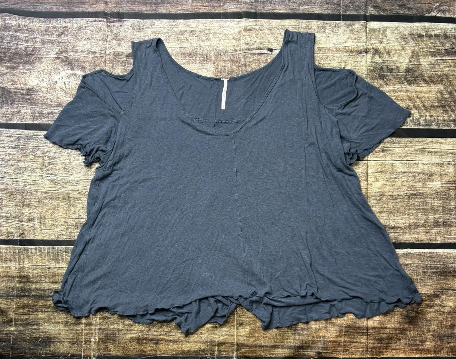 Free People Free People Top Womens Large Linen Blend Cold Shoulders Size L / US 10 / IT 46 - 1 Thumbnail