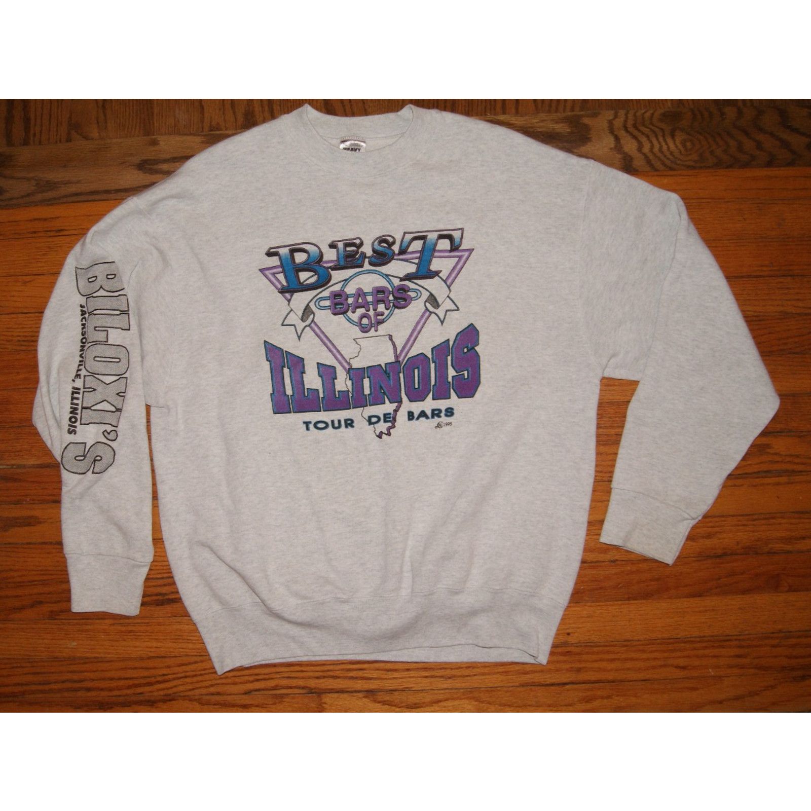 Fruit Of The Loom VTG Best Of Bars Of ILLINOIS Tour Gray XL Sweatshirt Road Size US XL / EU 56 / 4 - 1 Thumbnail