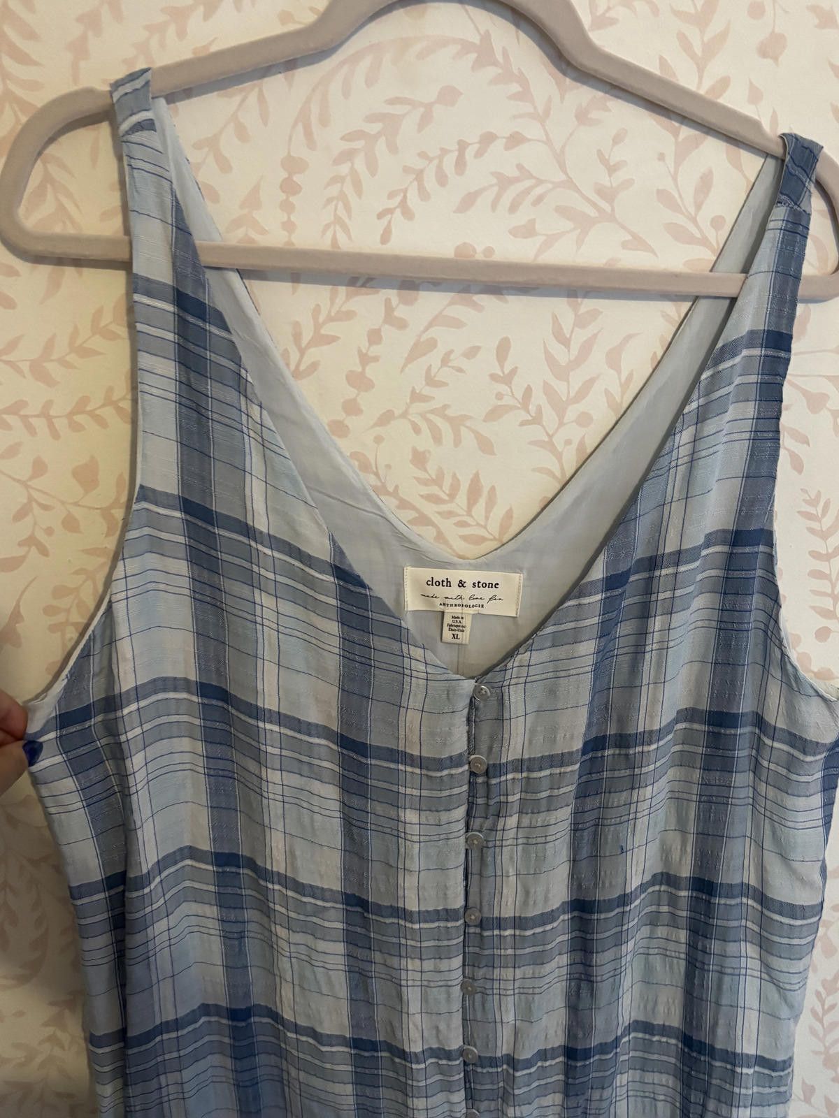 Other NWT cloth & stone Women's Blue Plaid Casual Dress Size XL Size XL / US 12-14 / IT 48-50 - 3 Thumbnail