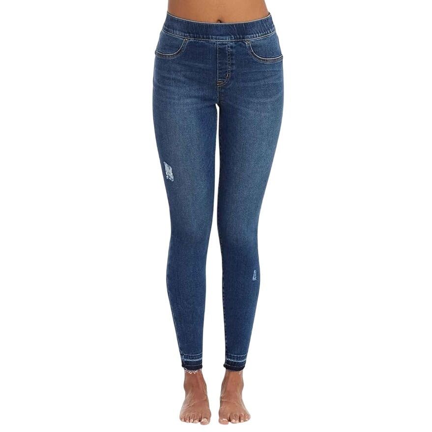Spanx Spanx Distressed Denim Leggings in Medium Wash, Size S Size 27" / US 4 / IT 40 - 2 Thumbnail