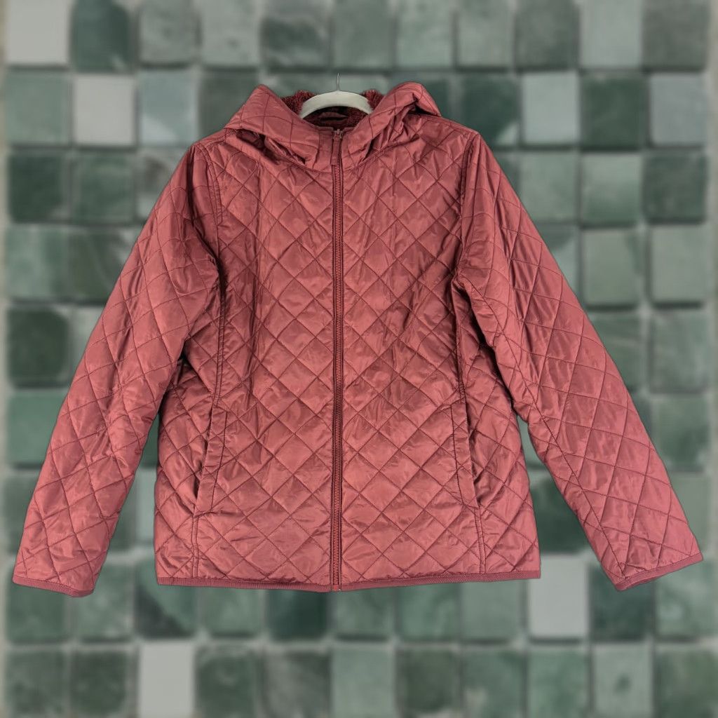 Uniqlo Uniqlo Quilted Boa Parker Jacket Womens M Maroon Full Zip Hooded Sherpa LS Size M / US 6-8 / IT 42-44 - 1 Thumbnail