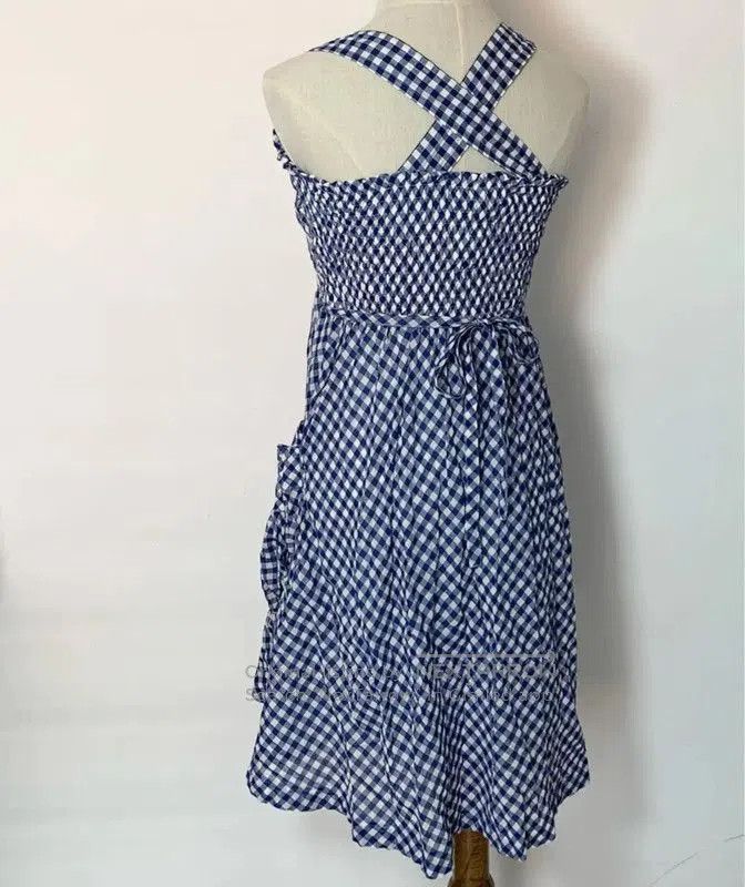 Burberry Burberry Blue Check Cotton Midi Dress. Size S / US 4 / IT 40 - 3 Thumbnail