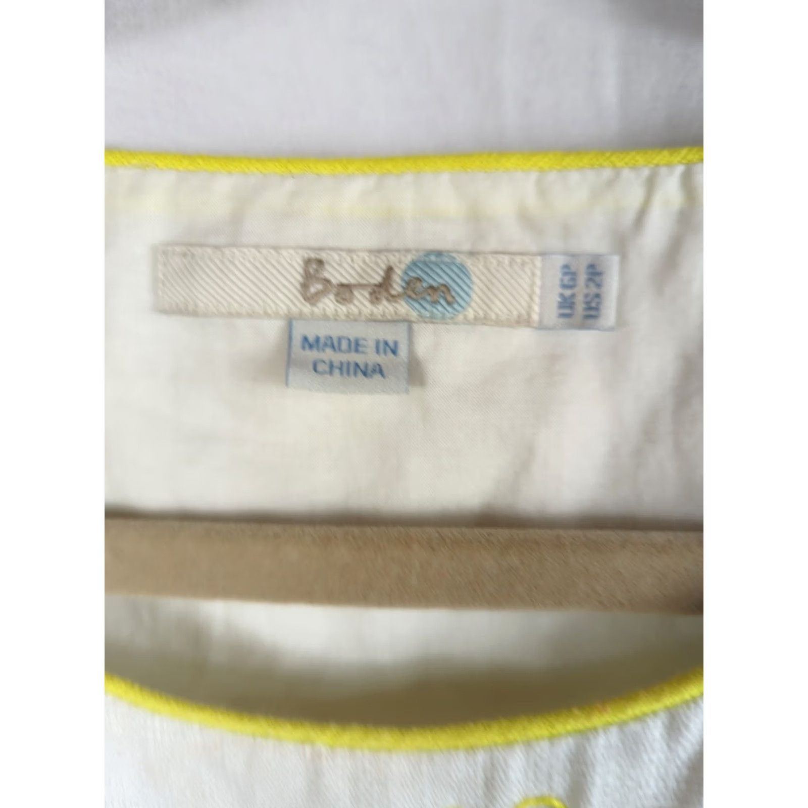 Boden Boden Sheath Dress womens Size 2 Petite sleeveless cotton zip embroidered White Yellow Size XS / US 0-2 / IT 36-38 - 3 Thumbnail