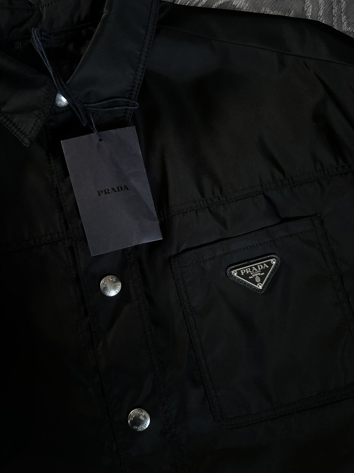 Prada prada re-nylon overshirt jacket black button-up Size US L / EU 52-54 / 3 - 4 Thumbnail