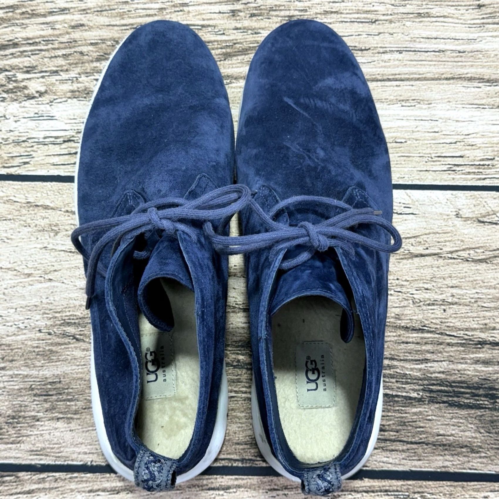 Ugg UGG Australia Freamon Chukka Boots Mens 13 Blue Suede Casual Shoes Suede Upper Wool Lining M Width Logo Arch Support Lightweight Vintage No Size US 13 / EU 46 - 4 Thumbnail