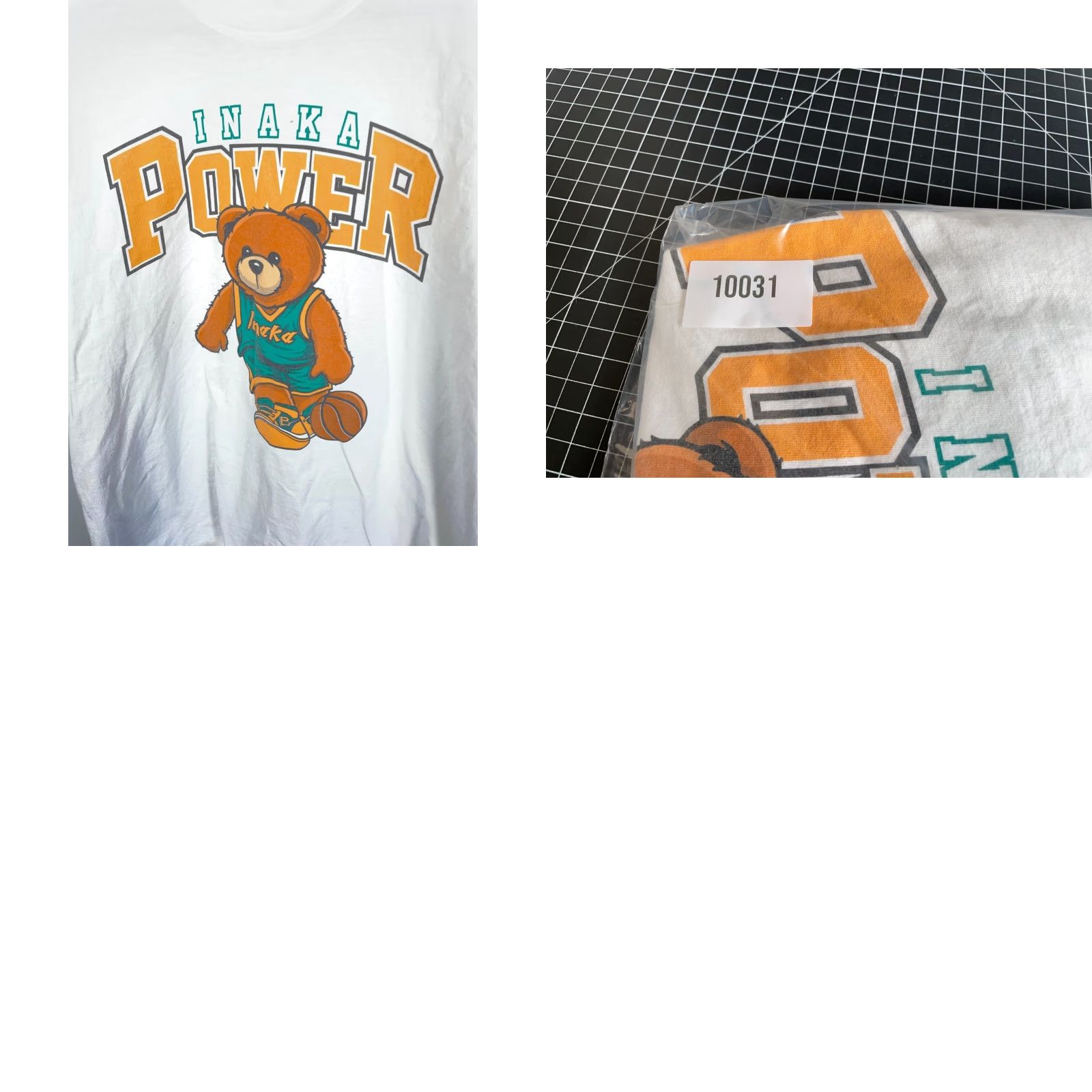 Vintage Inaka Power T-Shirt Adult Large White Bear Graphic Print Jersey 100% Cotton Crew Neck Short Sleeve Logo Retro Mens Size US L / EU 52-54 / 3 - 8 Thumbnail