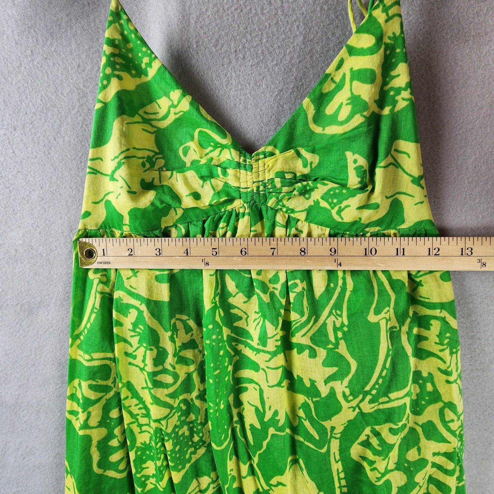 Tibi Tibi Tropical Floral Halter Top Green Yellow Ruched Bodice Size S / US 4 / IT 40 - 3 Thumbnail