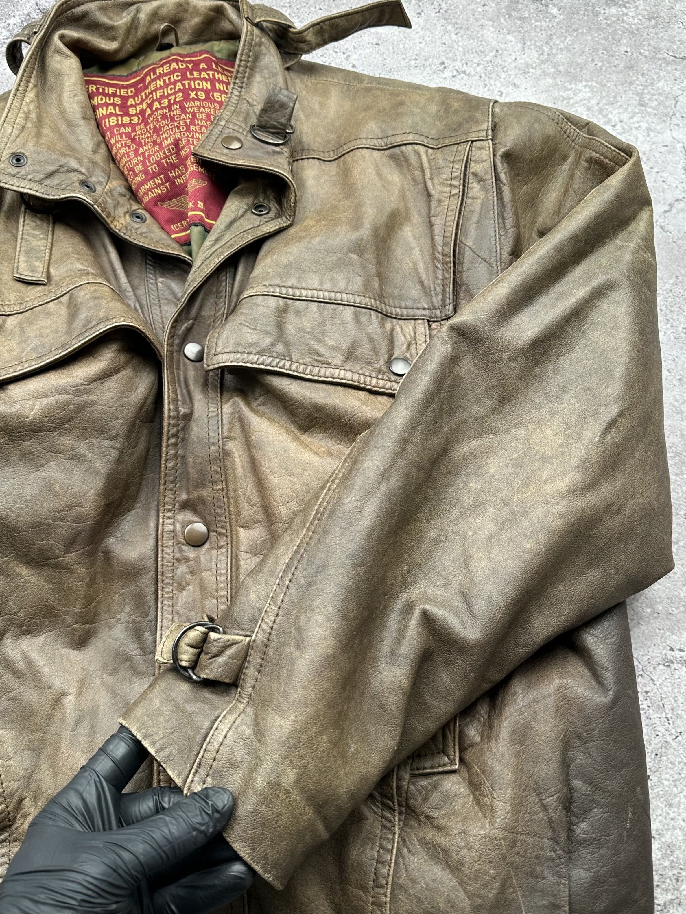 Genuine Leather Vintage Bondage Faded Leather Military Jacket C2(V13) Size US M / EU 48-50 / 2 - 4 Thumbnail