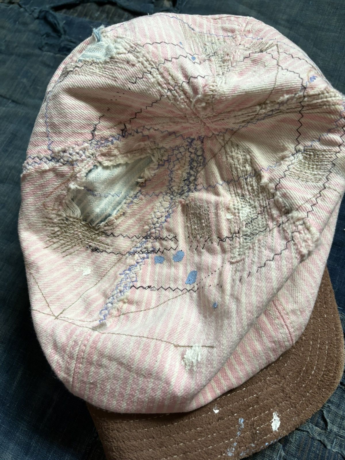 Kapital Kountry kapital patchwork cap hat pink stripe Size ONE SIZE - 1 Thumbnail