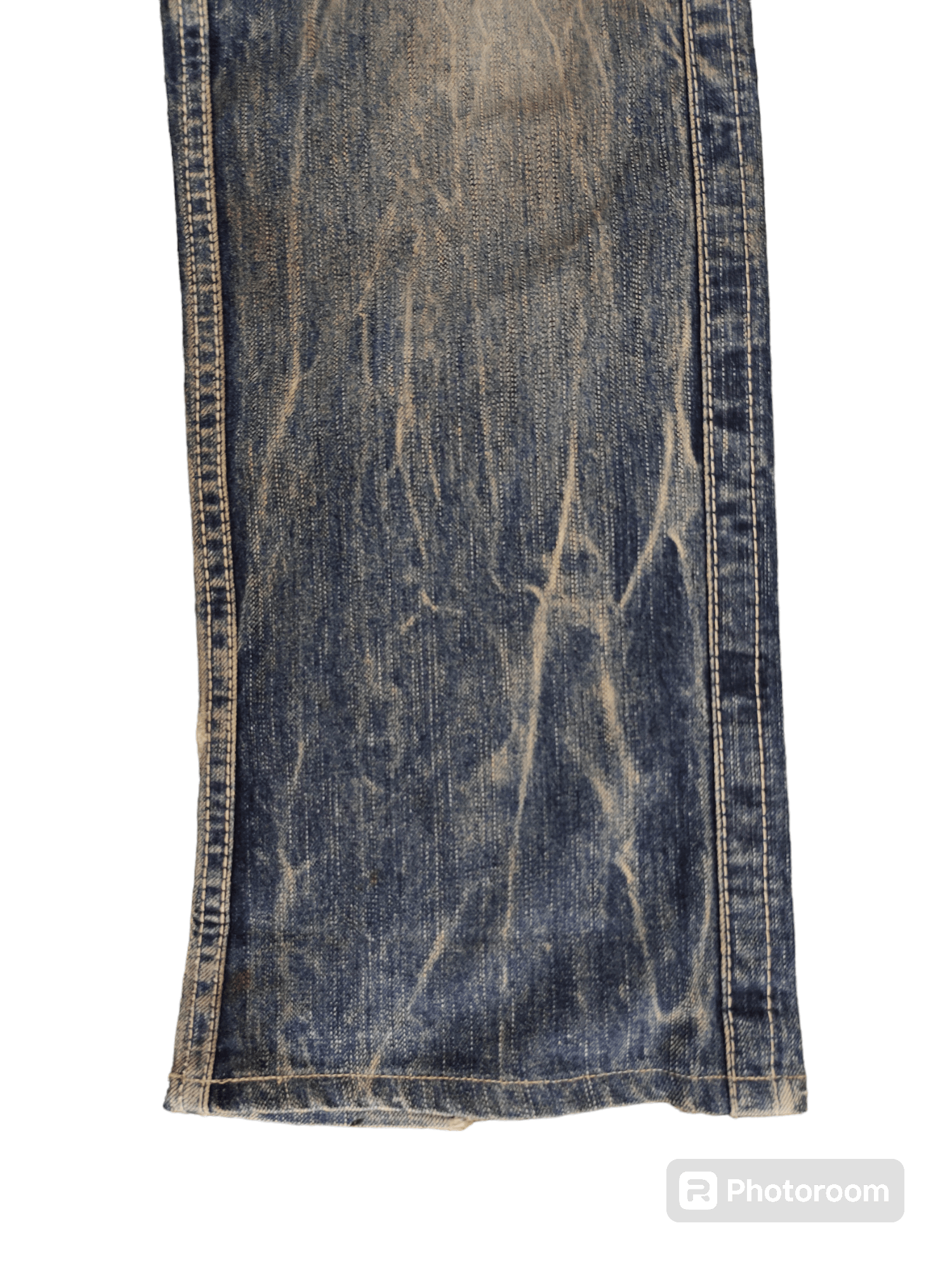 If Six Was Nine 1990s Blue Way Japan Clawmark Distress Faded Denim Jeans Size US 33 - 7 Thumbnail