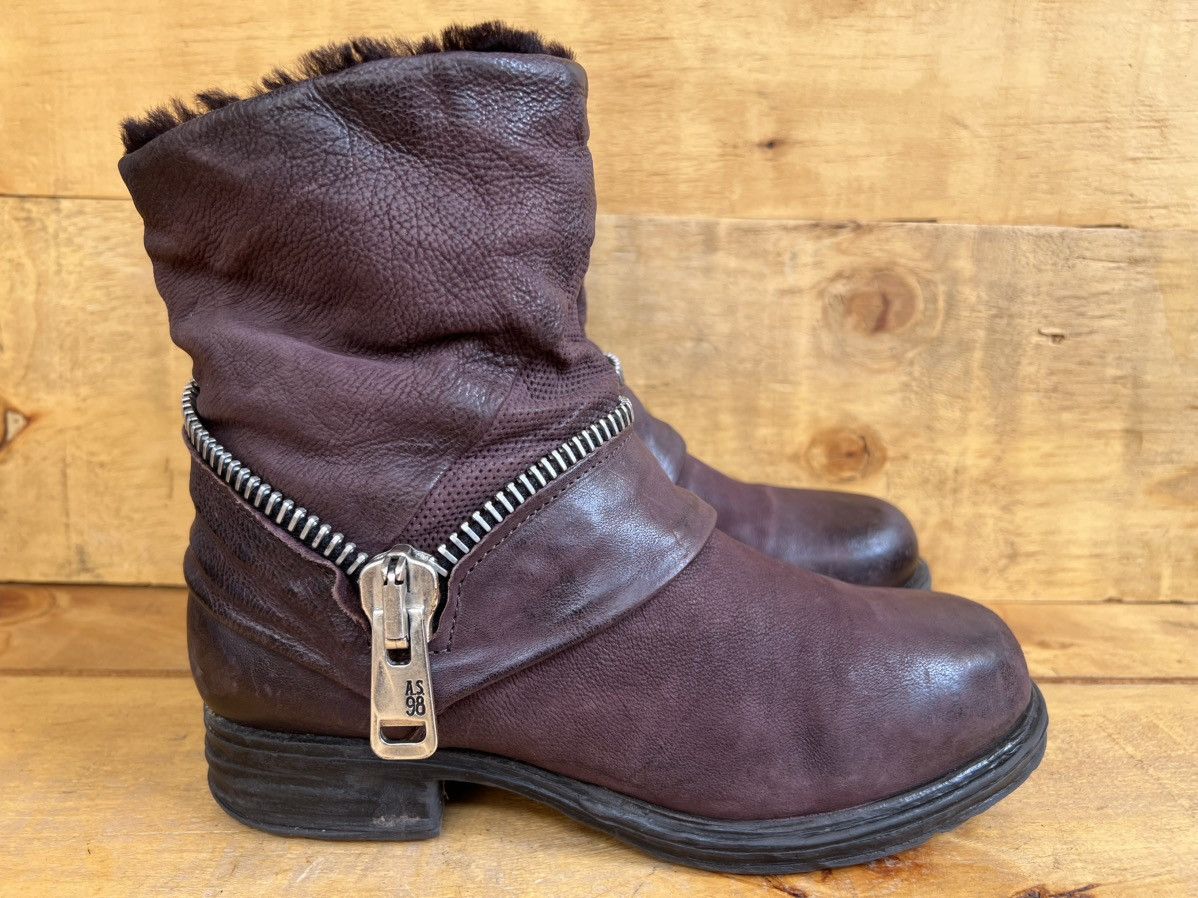 A.S.98 A.S.98 Ankle Leather boots Burgundy With Fur Inside Size US 7 / IT 37 - 6 Thumbnail