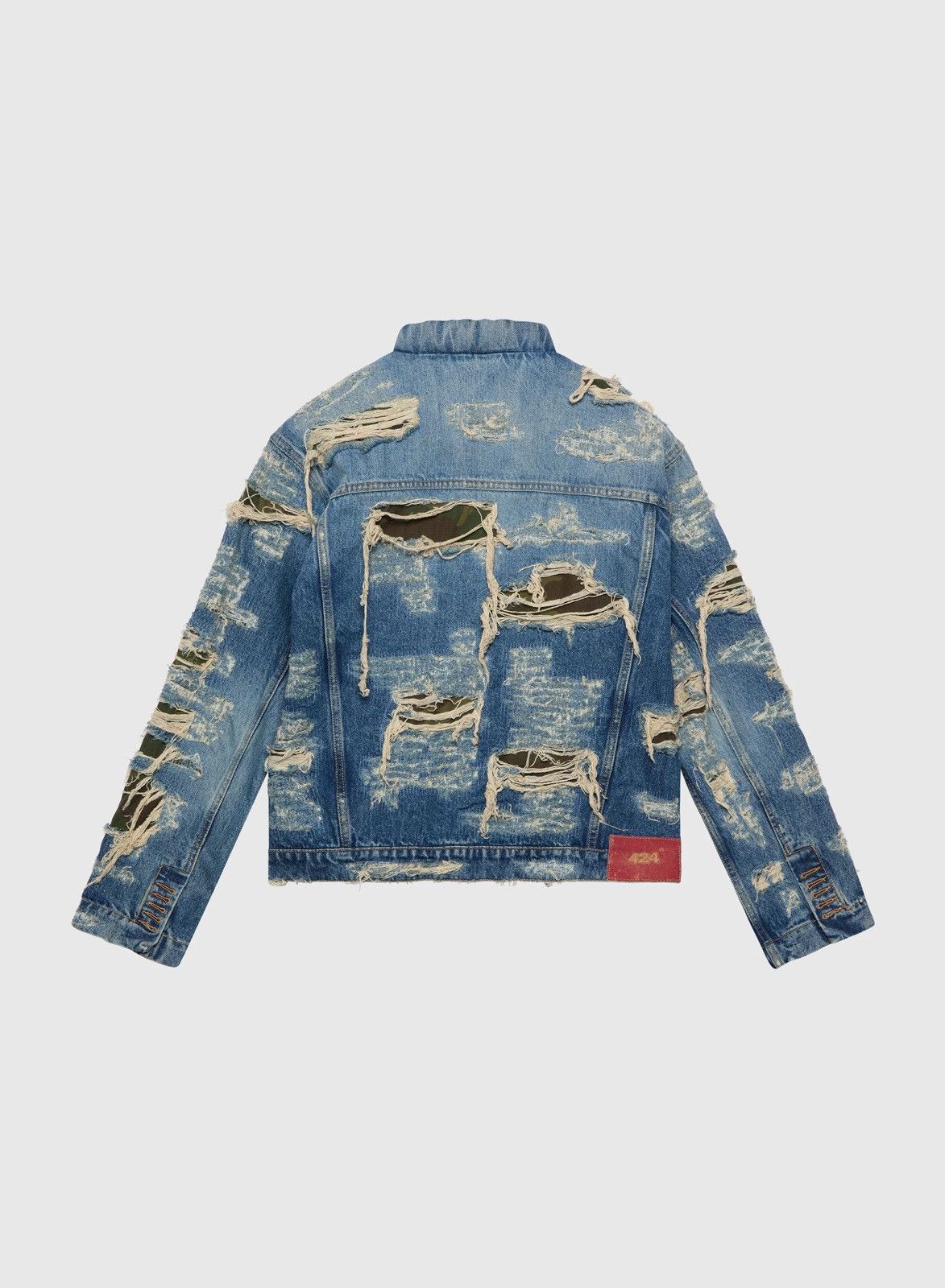 424 424 Collection Denim Trucker Blue Repaired Camo Size US L / EU 52-54 / 3 - 2 Thumbnail