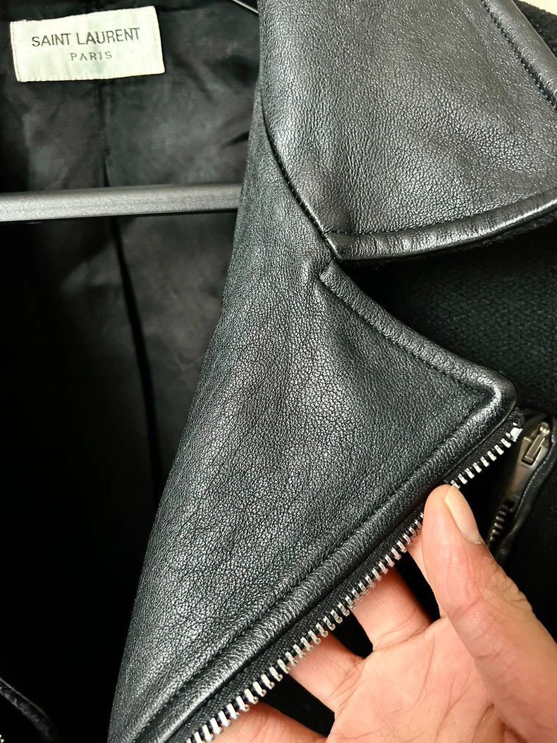 Saint Laurent Paris Saint Laurent Black Wool Leather Zip Jacket-2506 Size US L / EU 52-54 / 3 - 3 Thumbnail