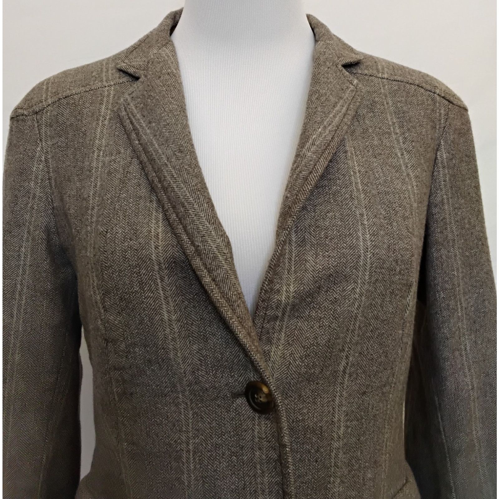 Luciano Barbera Luciano Barbera Blazer Women 42 Herring Bone Gray 100% Wool Size M / US 6-8 / IT 42-44 - 5 Thumbnail