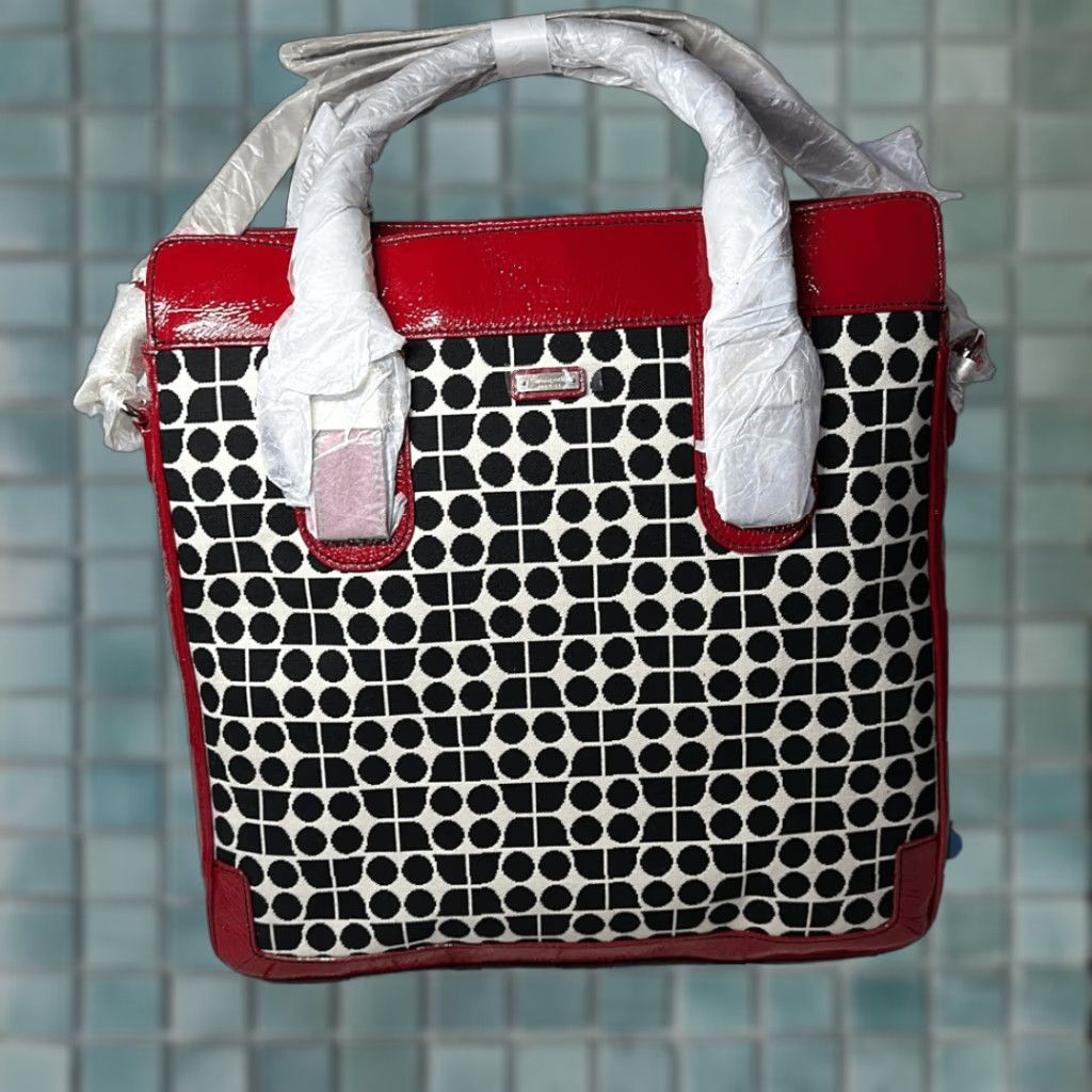 Blair Kate Spade Tote Shoulder Bag Purse Handbag Red Leather and Fabric Multicolor Blair Cornelia Street Noel Size ONE SIZE - 1 Thumbnail