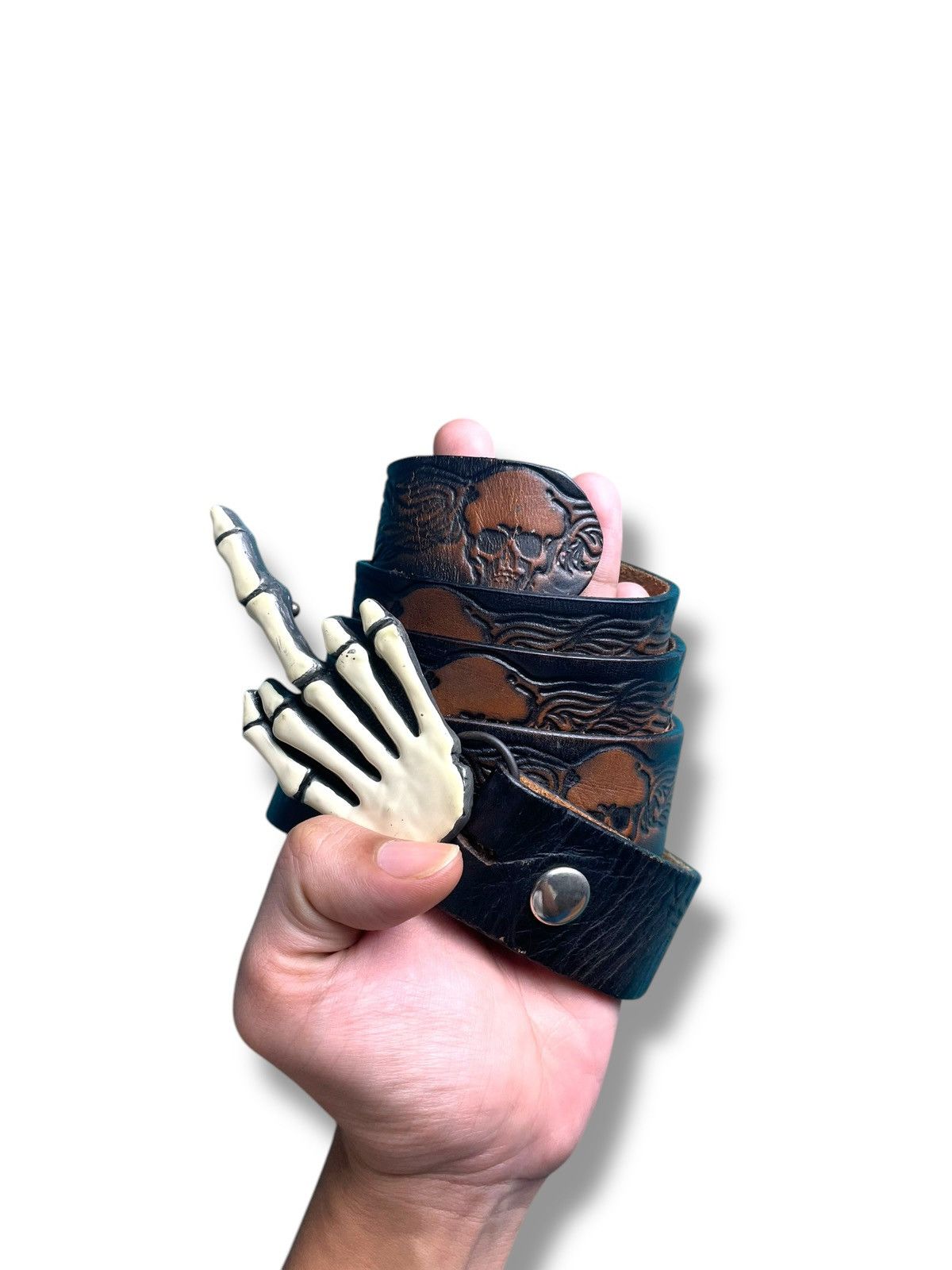 Vintage Vintage Skeleton Middle Finger Buckle Belt Size ONE SIZE - 6 Thumbnail
