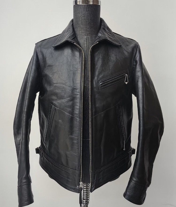 image of Freewheelers Mulholland Road Horseskin Leather Jacket in Black, Men's (Size Large)