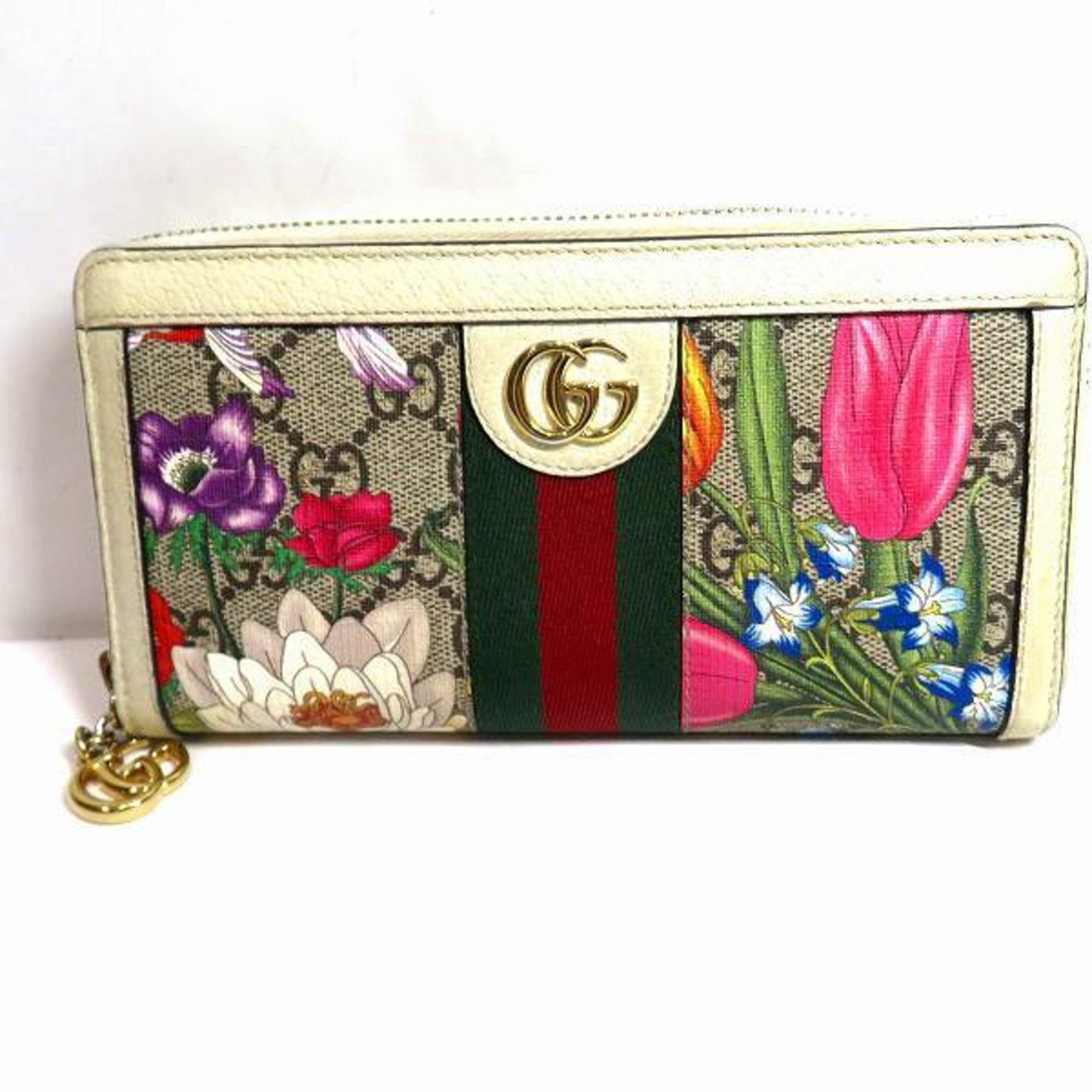 image of Gucci GG Flora Flower 523154 Wallet Long Ladies in Brown, Women's