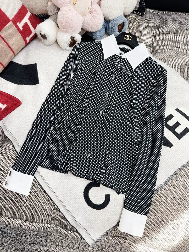 Chanel Chanel 24B black full print small logo silk shirt Size XS / US 0-2 / IT 36-38 - 3 Thumbnail
