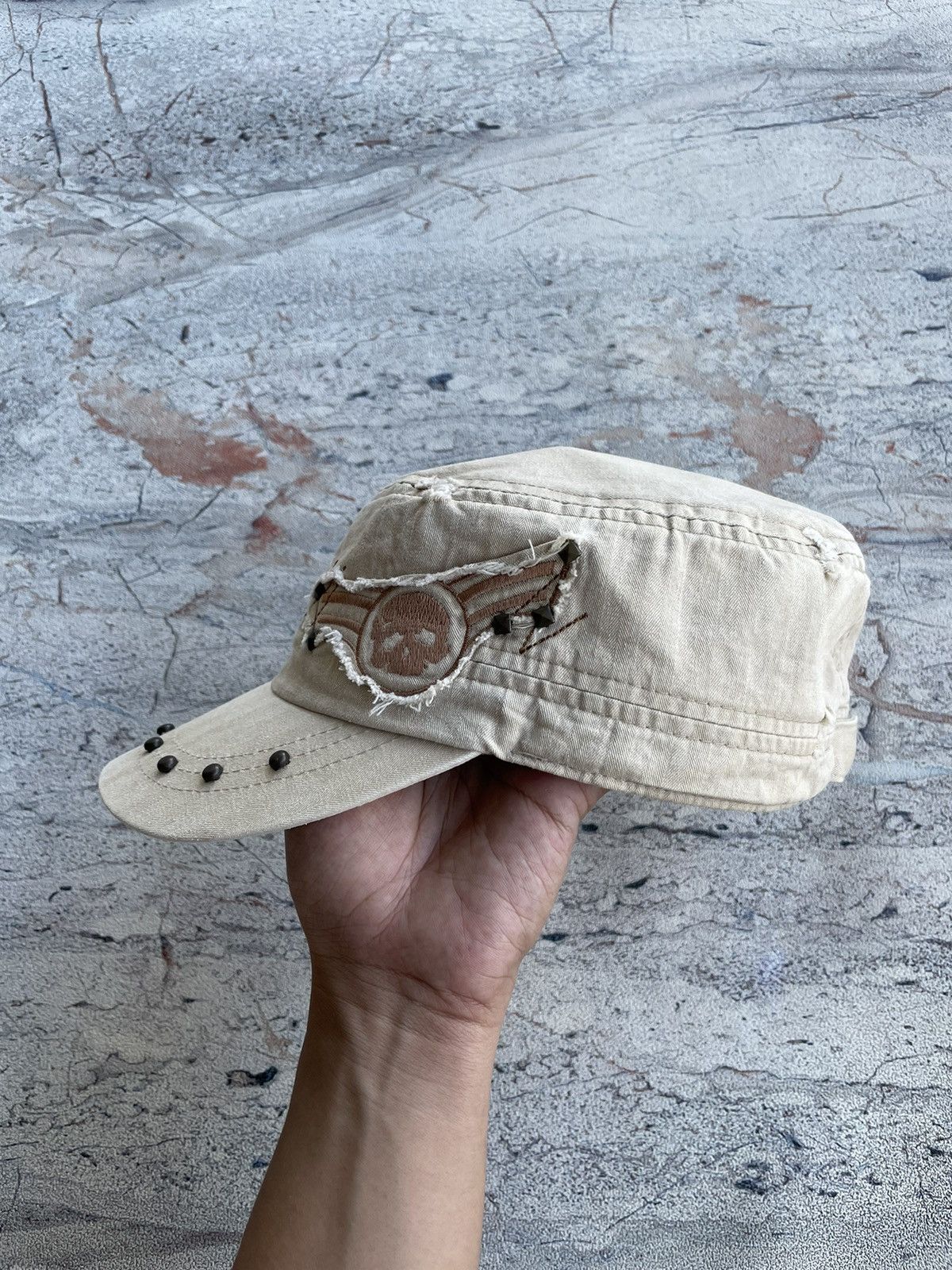 Hysteric Glamour Skull Studded Distressed Patrol Hat Size ONE SIZE - 4 Thumbnail