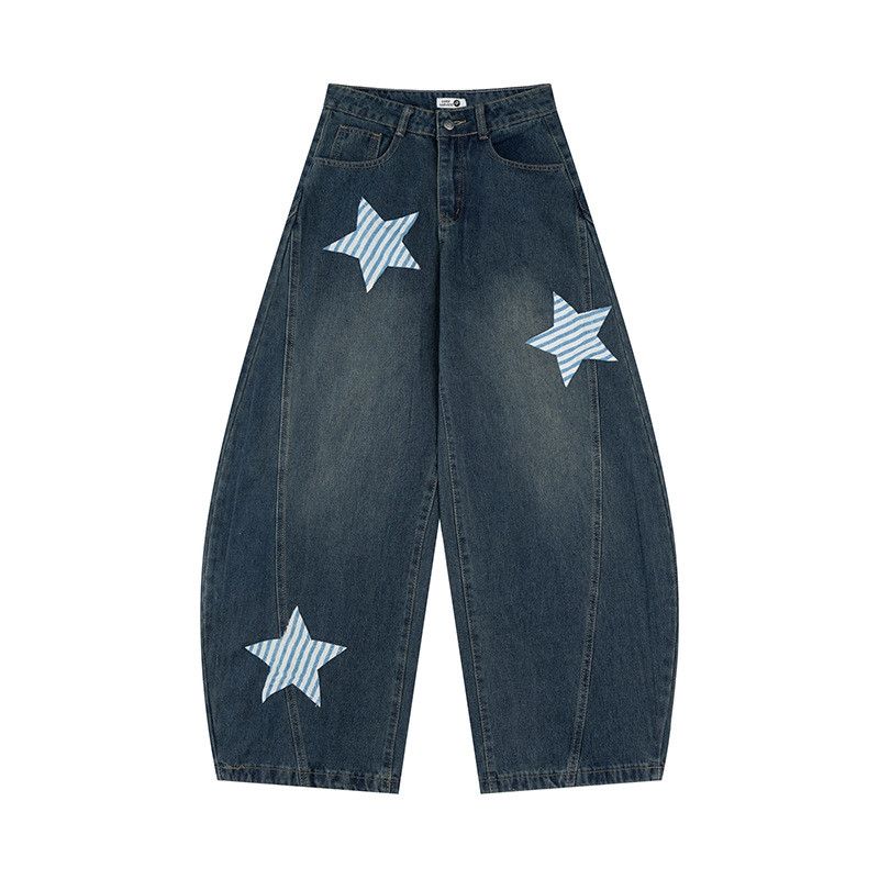 Jean American high street patchwork star scimitar jeans Size US 32 / EU 48 - 1 Thumbnail