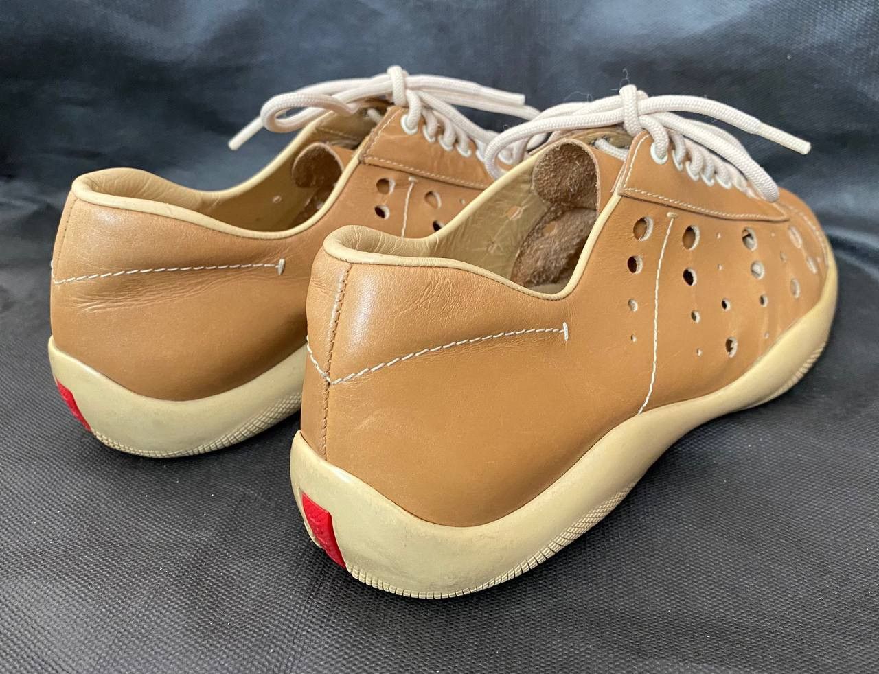Prada 🔥 00s Prada Holes Americas Cup leather low top sneakers Size US 8.5 / IT 38.5 - 14 Thumbnail