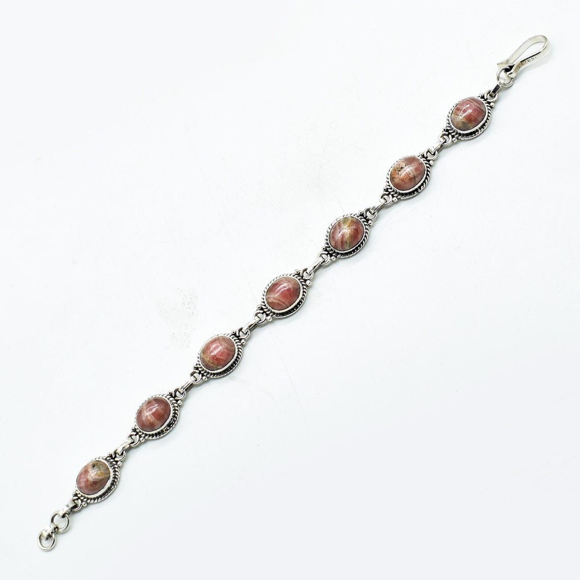 Handmade Rhodochrosite Gemstone 925 Silver Bracelet Handmade Bracelet Size ONE SIZE - 2 Thumbnail
