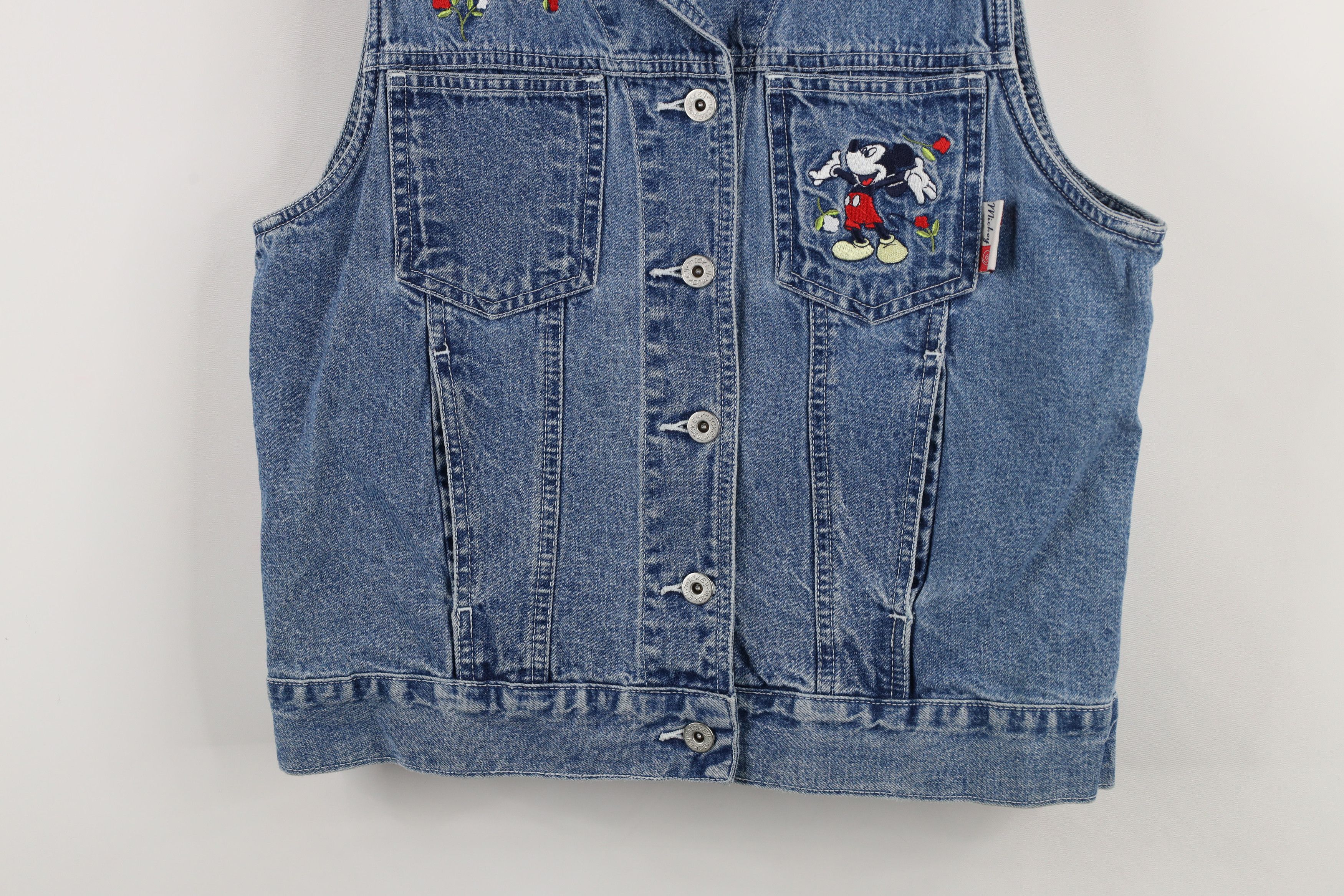 Disney × Vintage Vintage 90s Disney Spell Mickey Mouse Denim Jean Vest Jacket Size M / US 6-8 / IT 42-44 - 3 Thumbnail