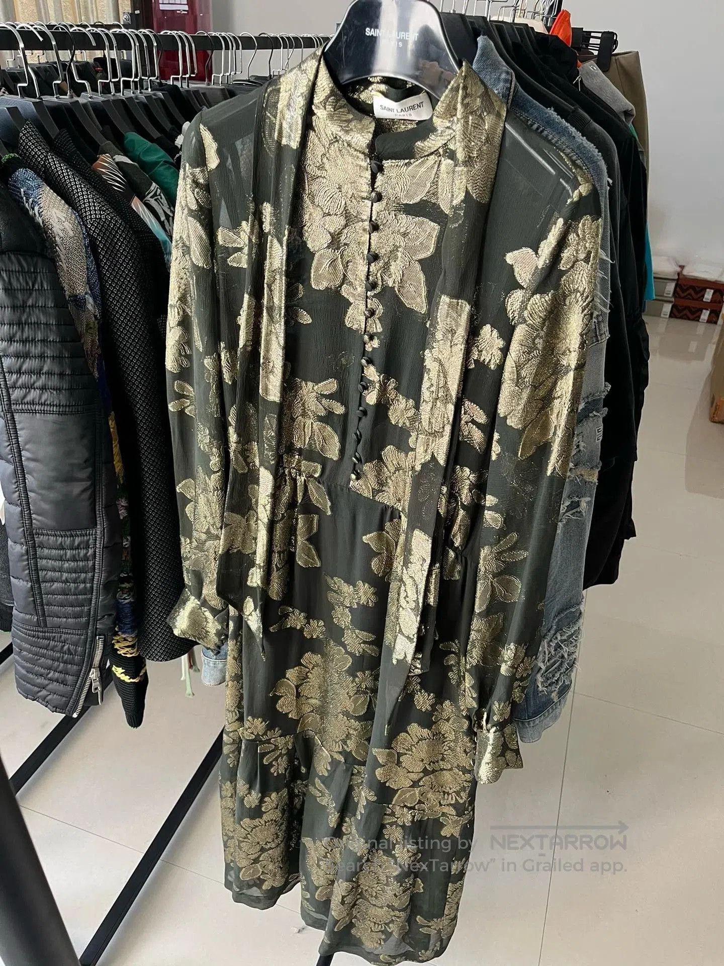 Saint Laurent Paris Saint Laurent Dark Green Silk Dress. Size S / US 4 / IT 40 - 1 Thumbnail