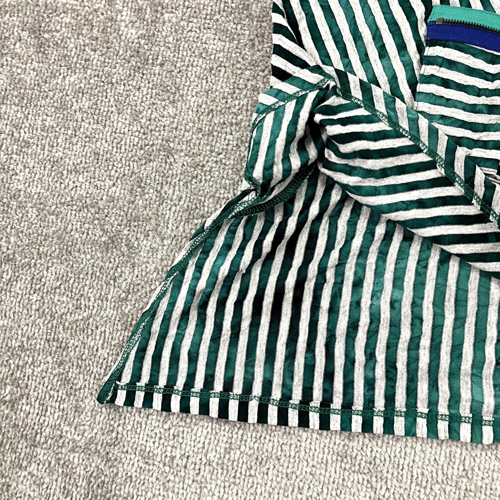 Vintage IC by CONNIE K Womens 2XL Green Gray Striped Tunic Top Asymmetric Pocket Stretch Size XXL / US 16-18 / IT 52-54 - 6 Thumbnail