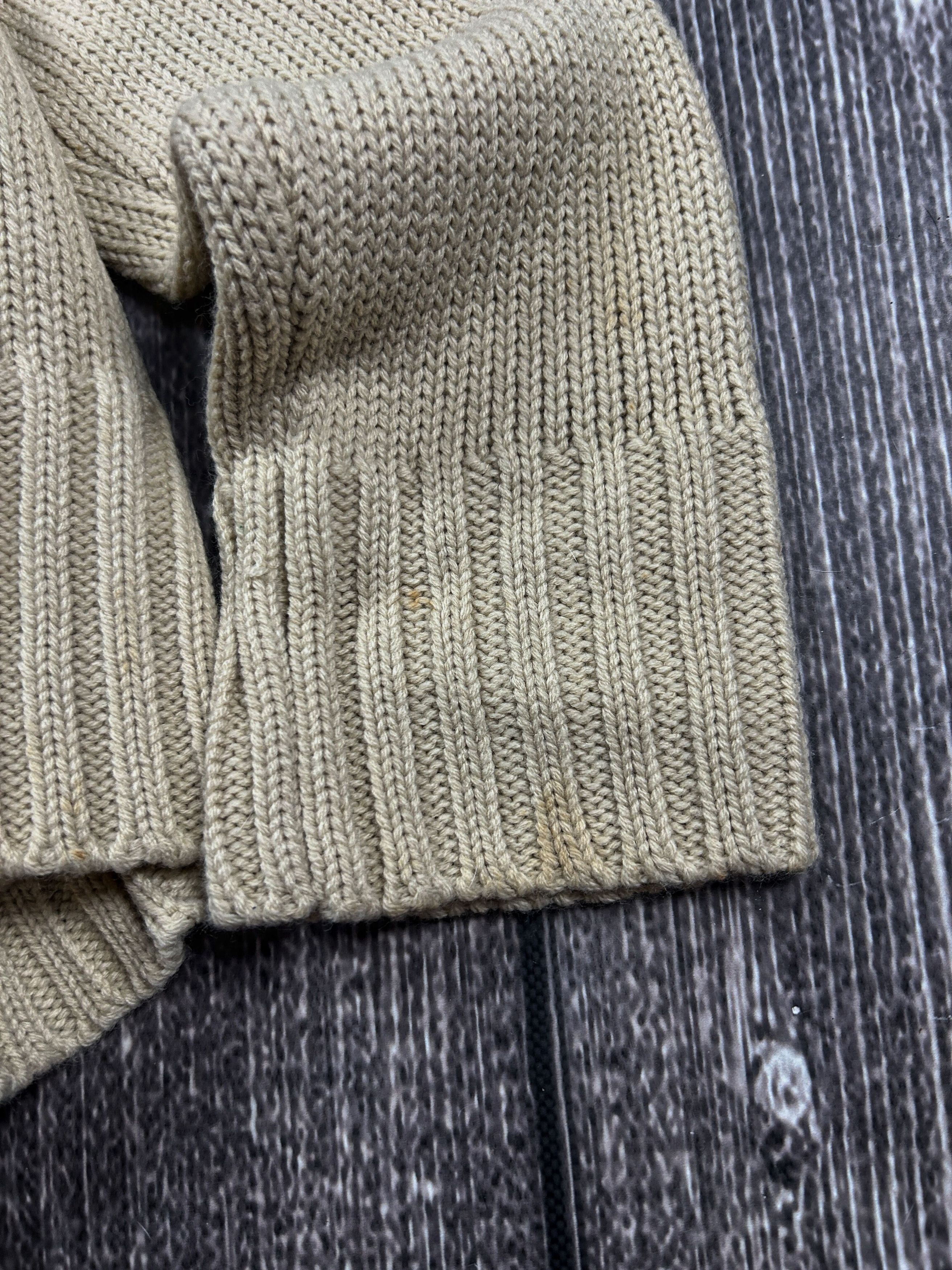 Vintage Vintage Cable Knit Fur Hood Cardigan Zip Sweater Beige Y2K Size US M / EU 48-50 / 2 - 6 Thumbnail