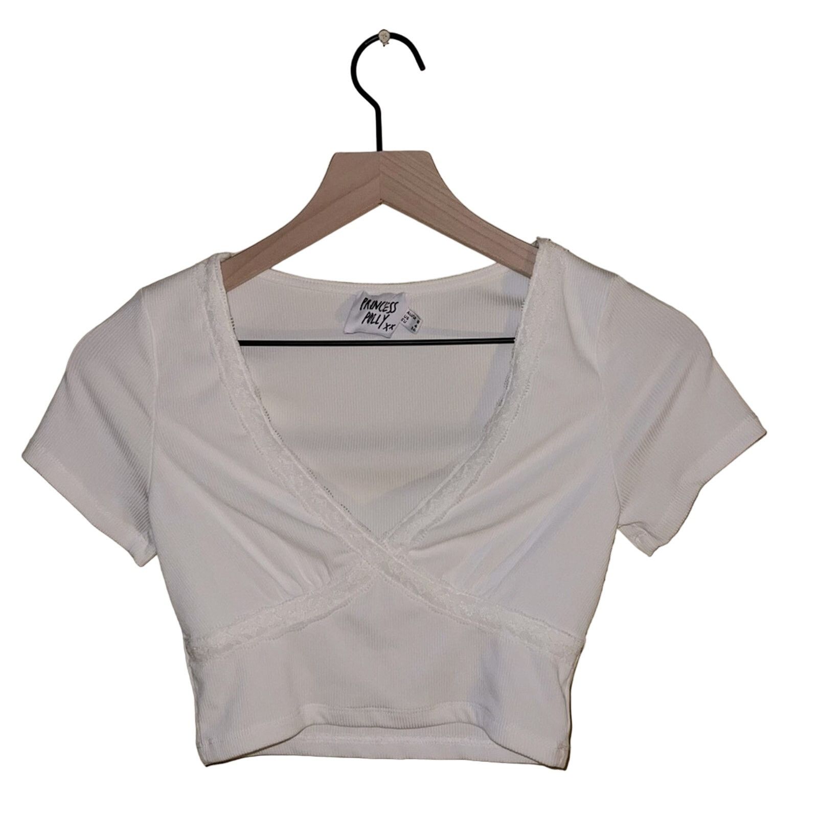 PRINCESS POLLY PRINCESS POLLY lace detail cropped blouse 4 Size S / US 4 / IT 40 - 1 Thumbnail