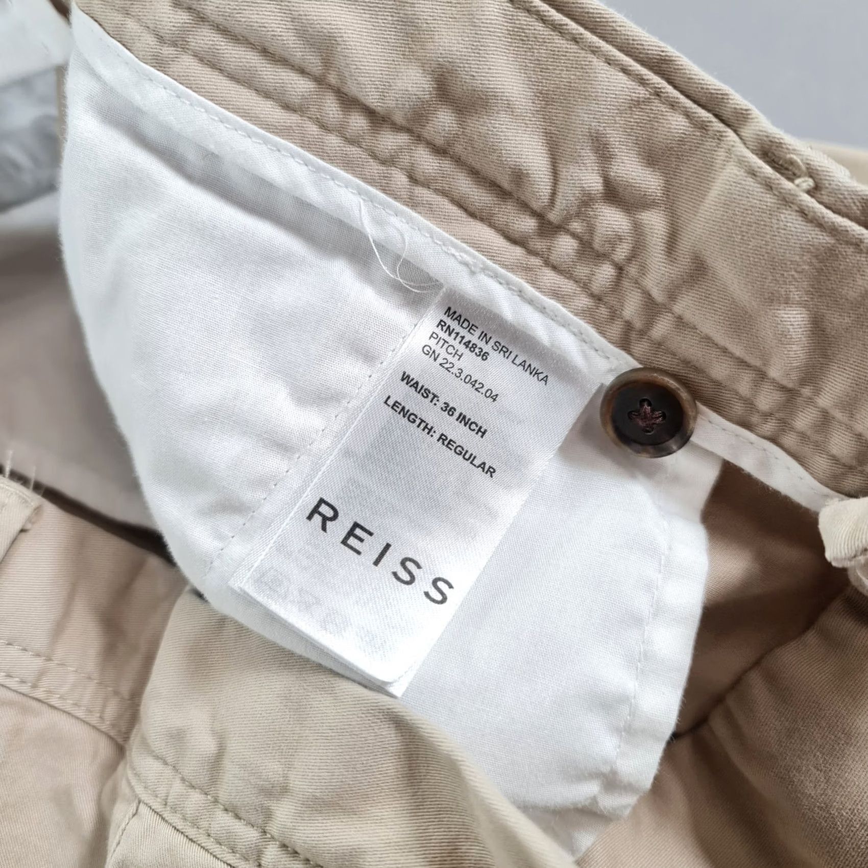 Reiss Reiss Mens Chinos Trousers Beige W36 L25 Pitch Cotton Stretch Pants Slim Flat Front Zip Fly Pockets Casual Mens Size US 36 / EU 52 - 4 Thumbnail