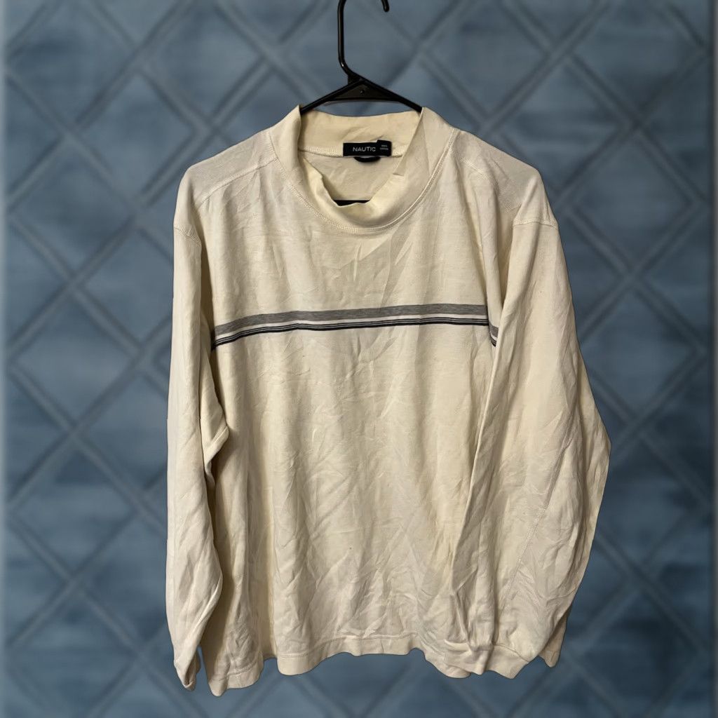 Nautica VTG Nautica Mens Sweatshirt XL White Long Sleeve Mock Neck 100% Cotton Pullover Size US XL / EU 56 / 4 - 1 Thumbnail