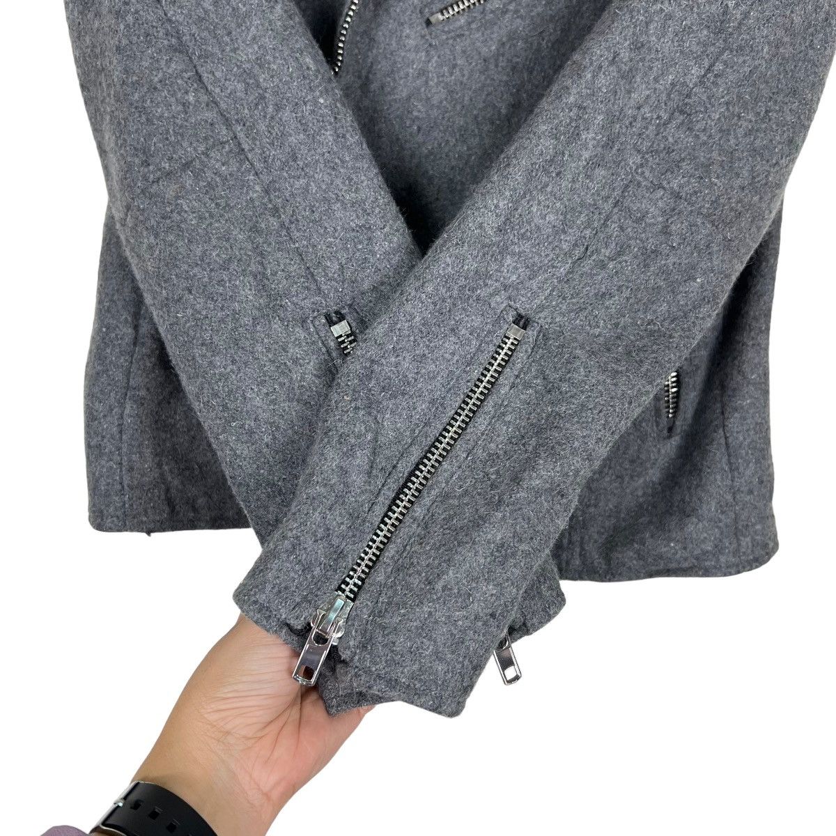 Japanese Brand 🔥 VMEN WOOL DOUBLE COLAR MOTO RIDER JACKET Size US M / EU 48-50 / 2 - 13 Thumbnail
