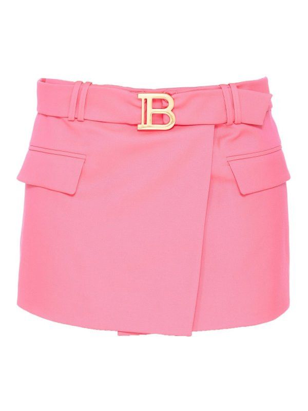 Balmain o1y0625 Mini Skirt in Pink Size 34" / US 12 / IT 48 - 1 Thumbnail