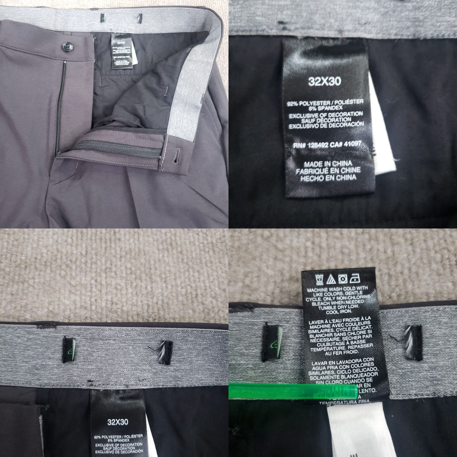 johnnie-O johnnie-O Mens Gray Stretch Golf Pants 32x30 Straight Leg Flat Front Size US 32 / EU 48 - 8 Thumbnail