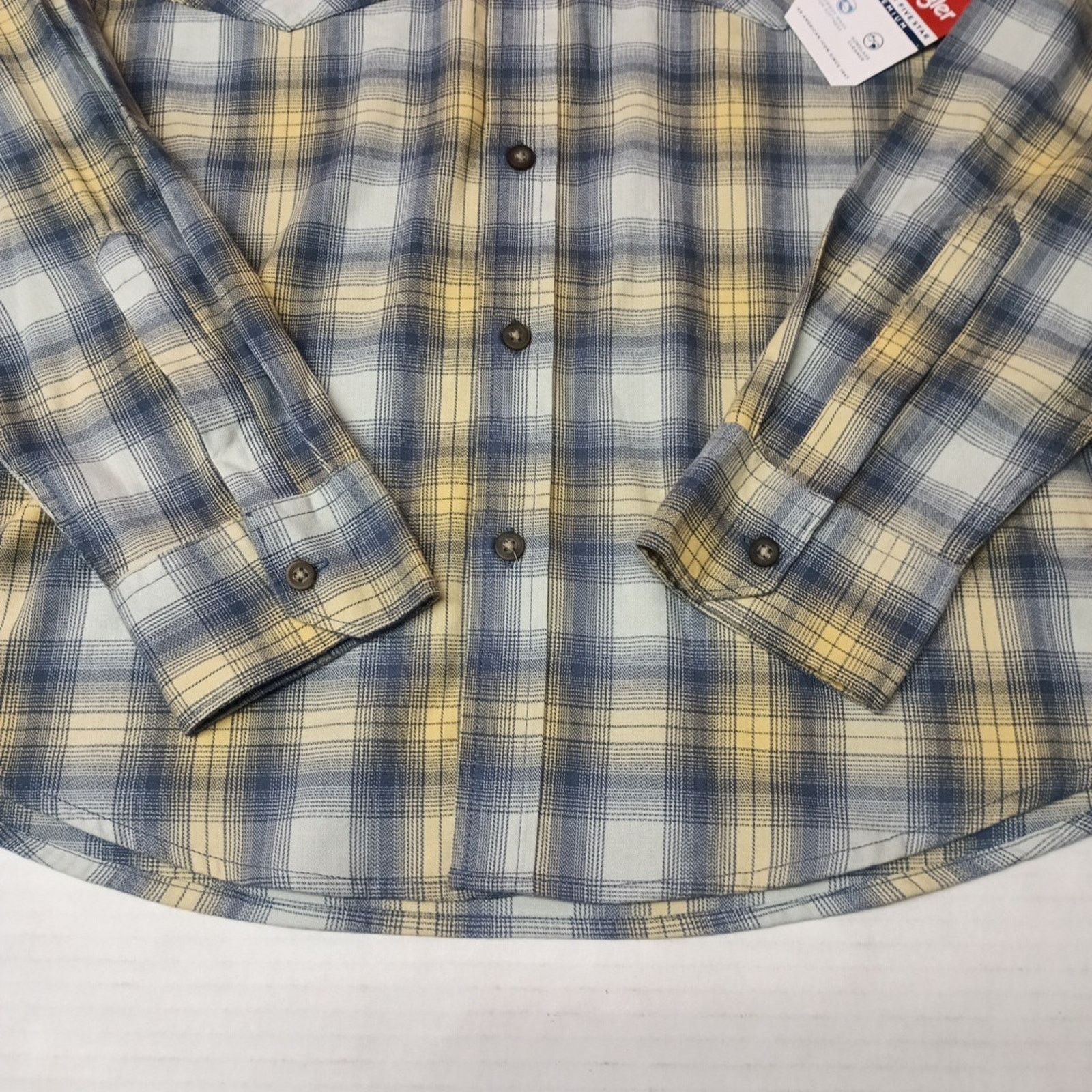 Wrangler Wrangler Cowboy Wash Shirt Mens Size M Sky Blue Yellow Plaid Size US M / EU 48-50 / 2 - 2 Thumbnail